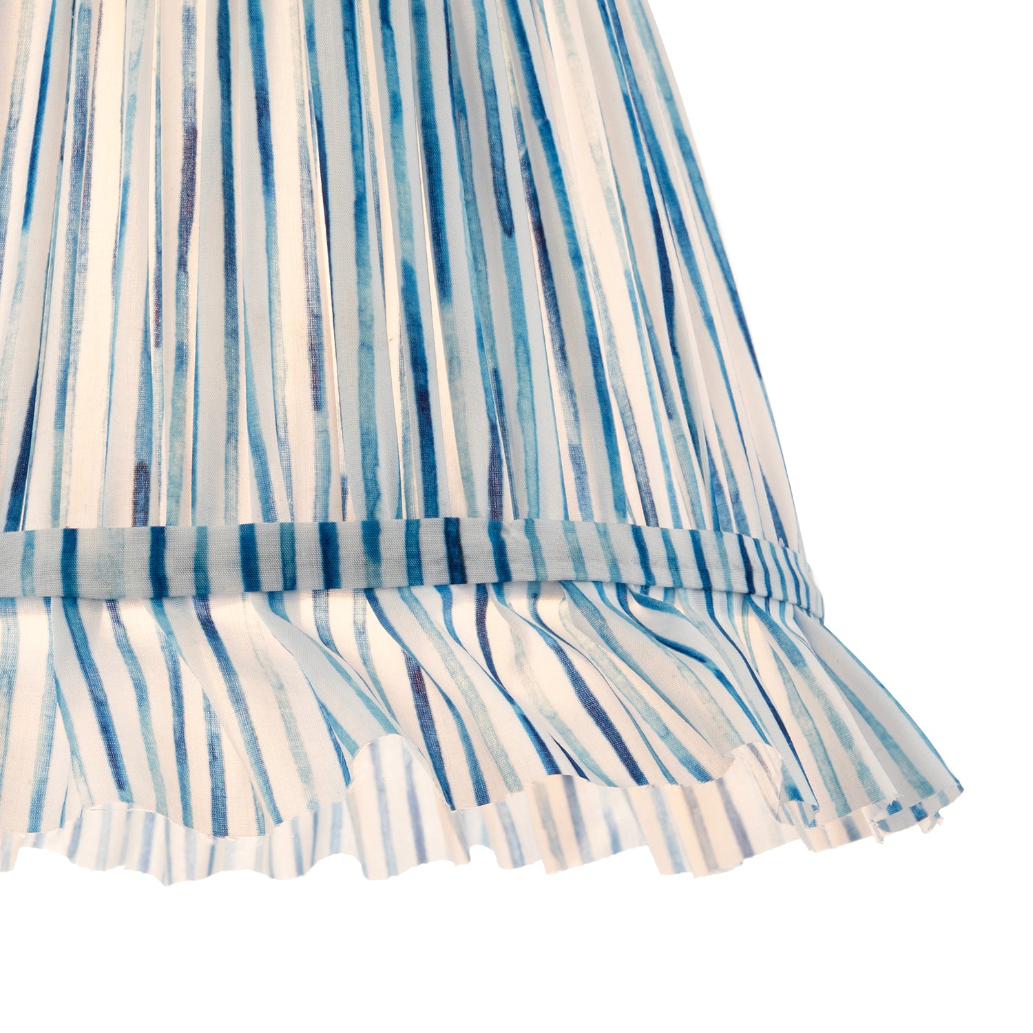 Vintage Blue and White Faux Silk Plated Lamp Shade with Bottom Fringe Image 4
