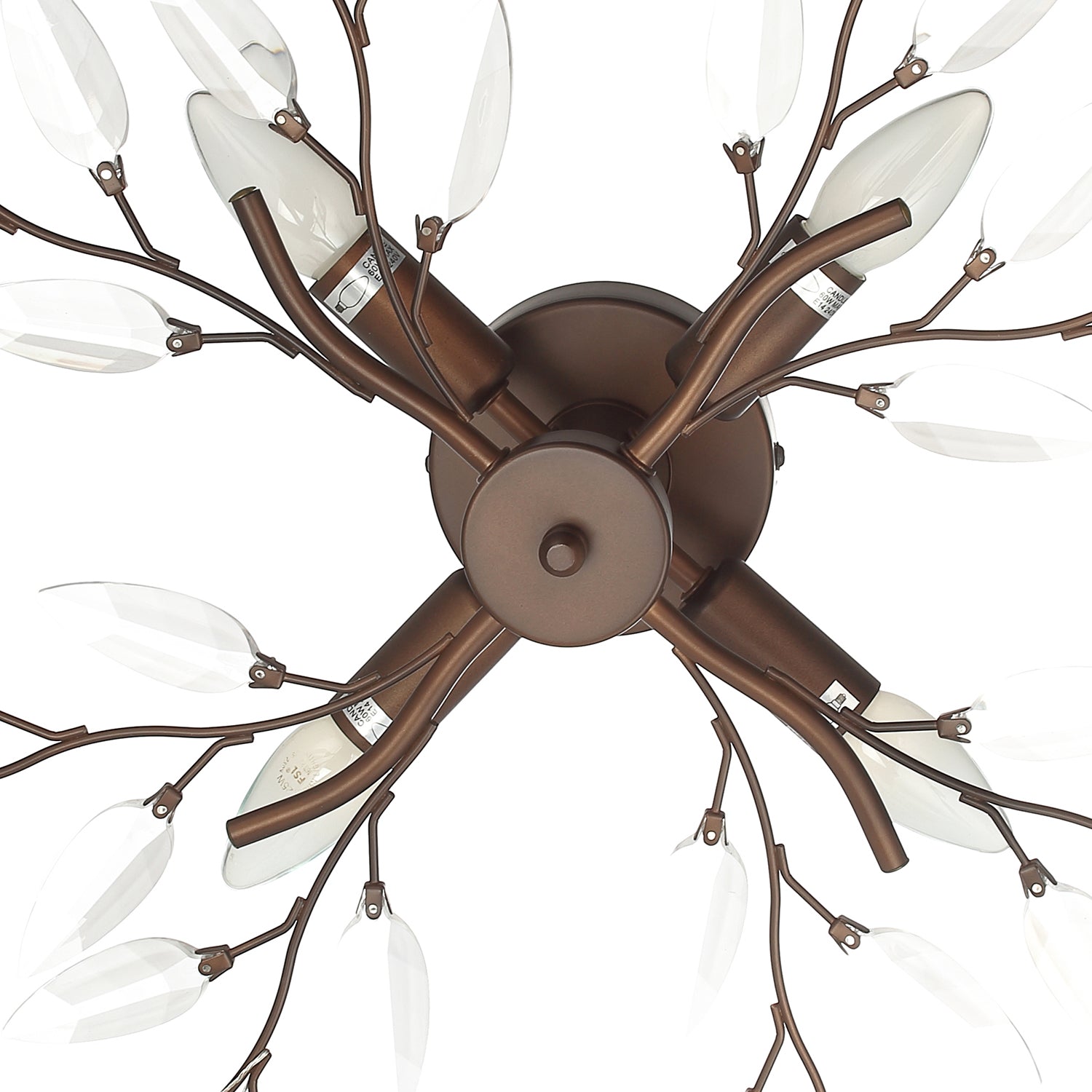 Modern Matt Bronze Branch Ceiling Light Fitting with Transparent Acrylic Leaves Image 5