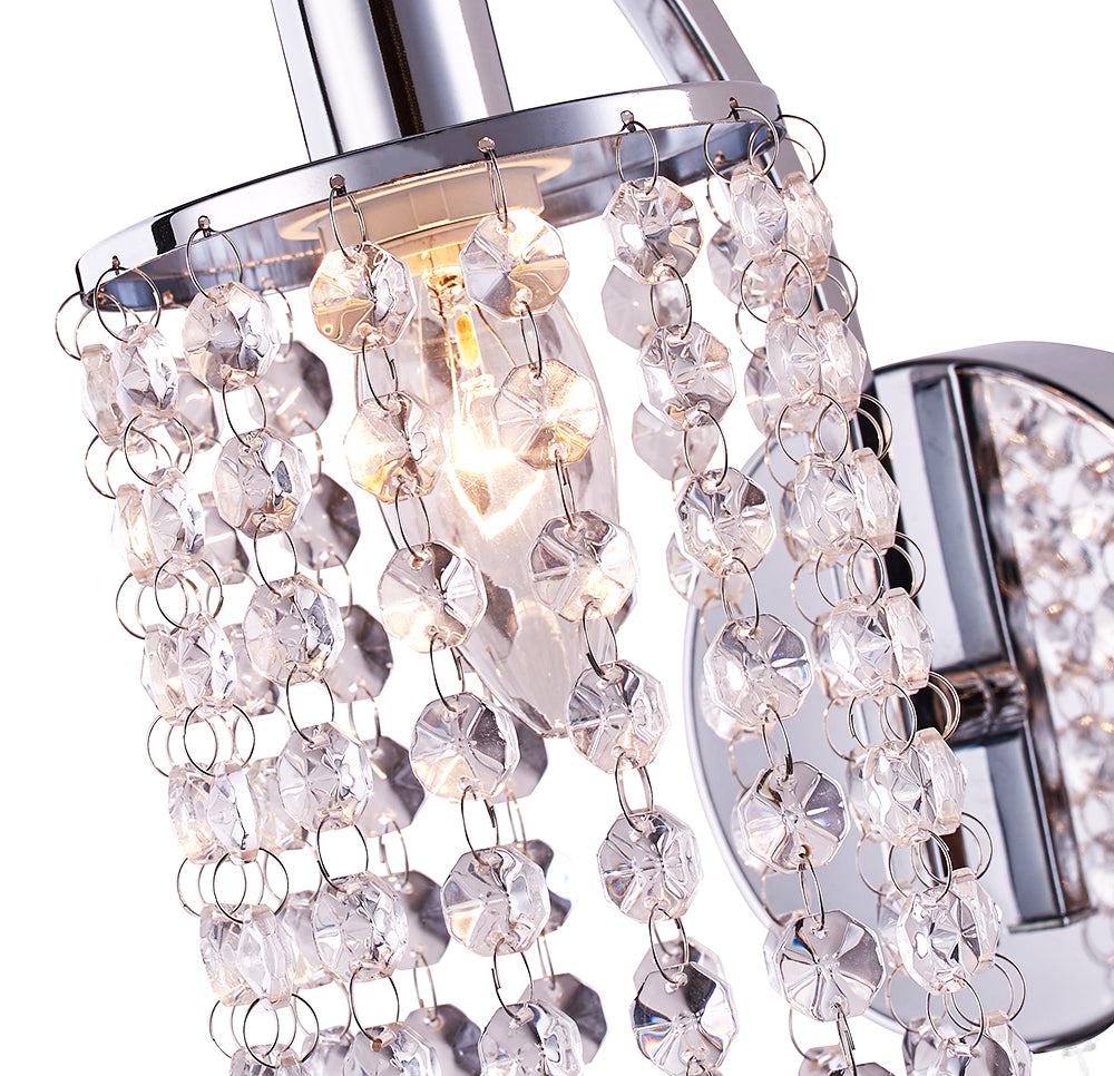 Modern Pull Switched Chrome Plated Wall Light Fitting with Crystal Glass Beads Image 4