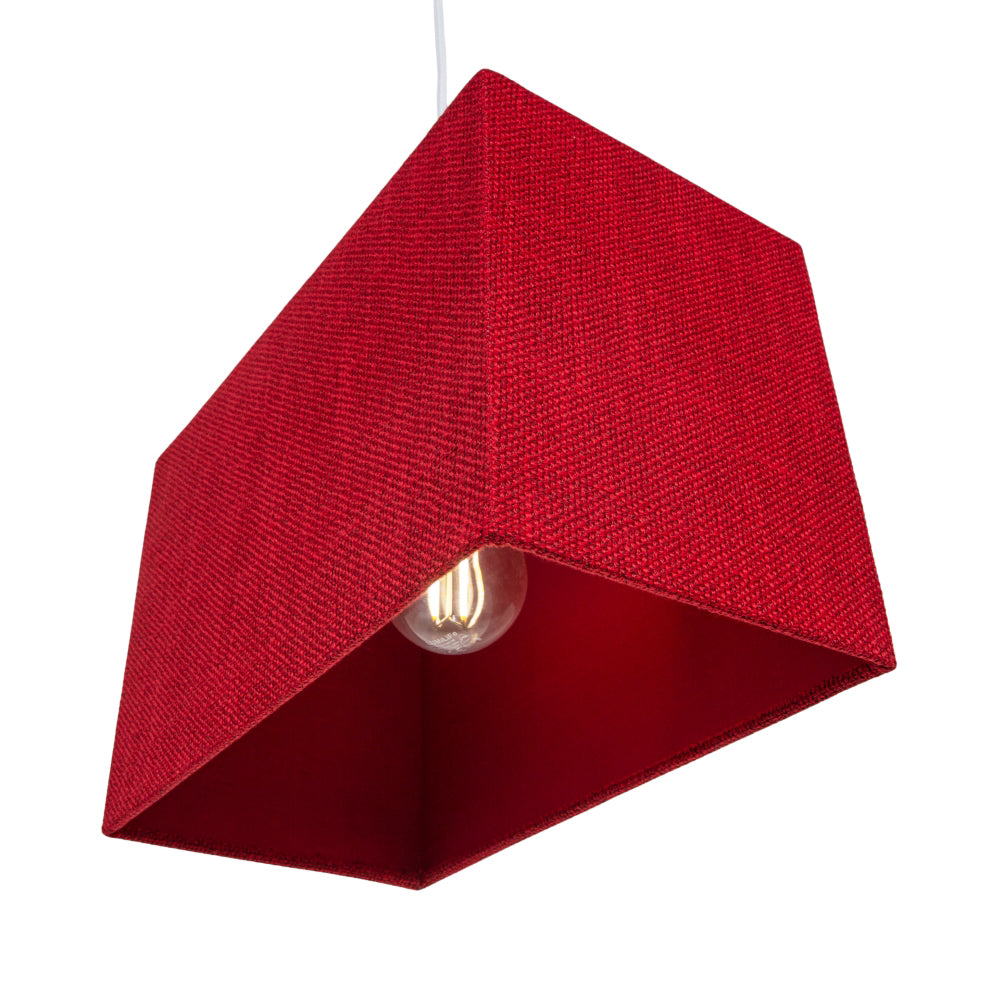 Contemporary and Sleek Deep Red Linen Fabric Rectangular Lamp Shade 60w Maximum Image 4