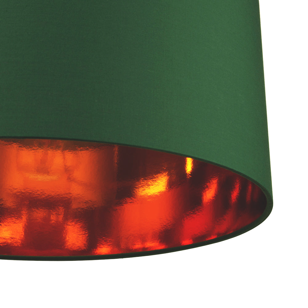 Modern Forest Green Cotton 16" Floor/Pendant Lamp Shade with Shiny Copper Inner Image 7