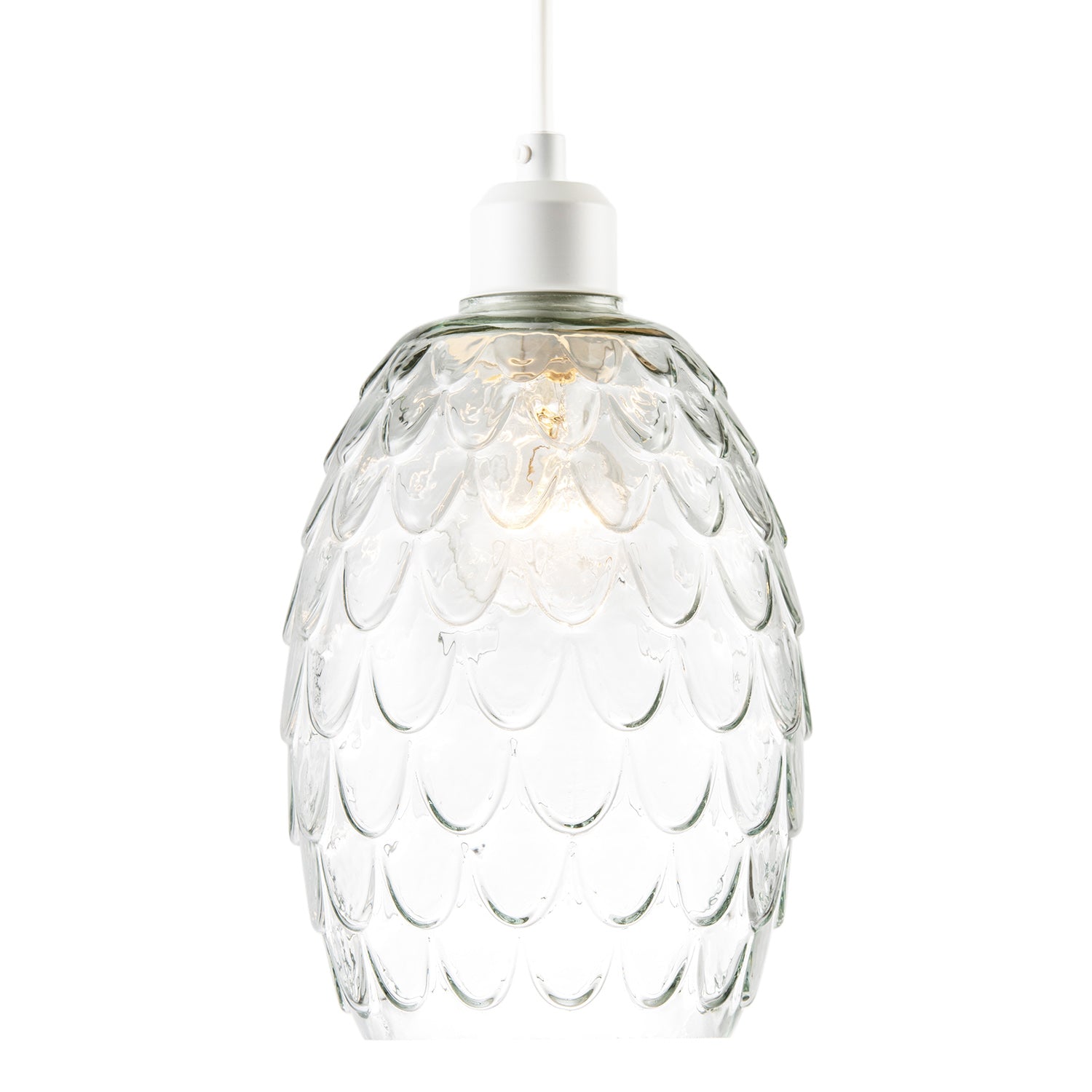 Modern Clear Embossed Glass Pendant Light shade with Scalloped Pattern Image 2