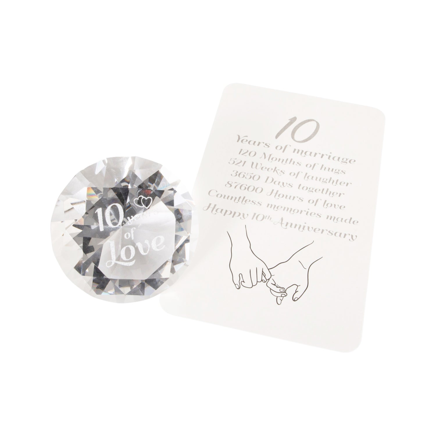 Modern Transparent K9 Crystal Glass 10th Anniversary Sentiment Ornament Gift Set Image 2