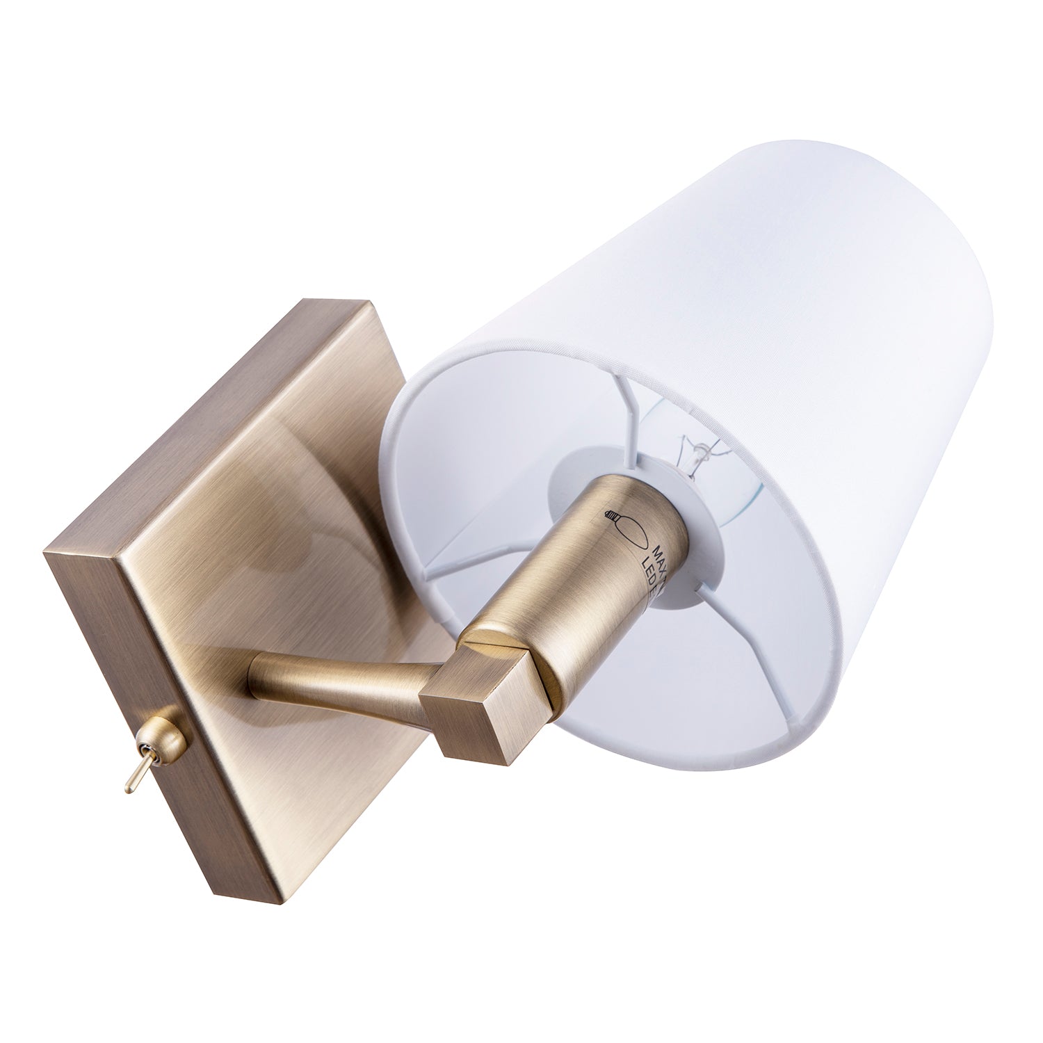 Sleek Bedside Wall Light in Antique Brass with Toggle Switch and Shade Image 3