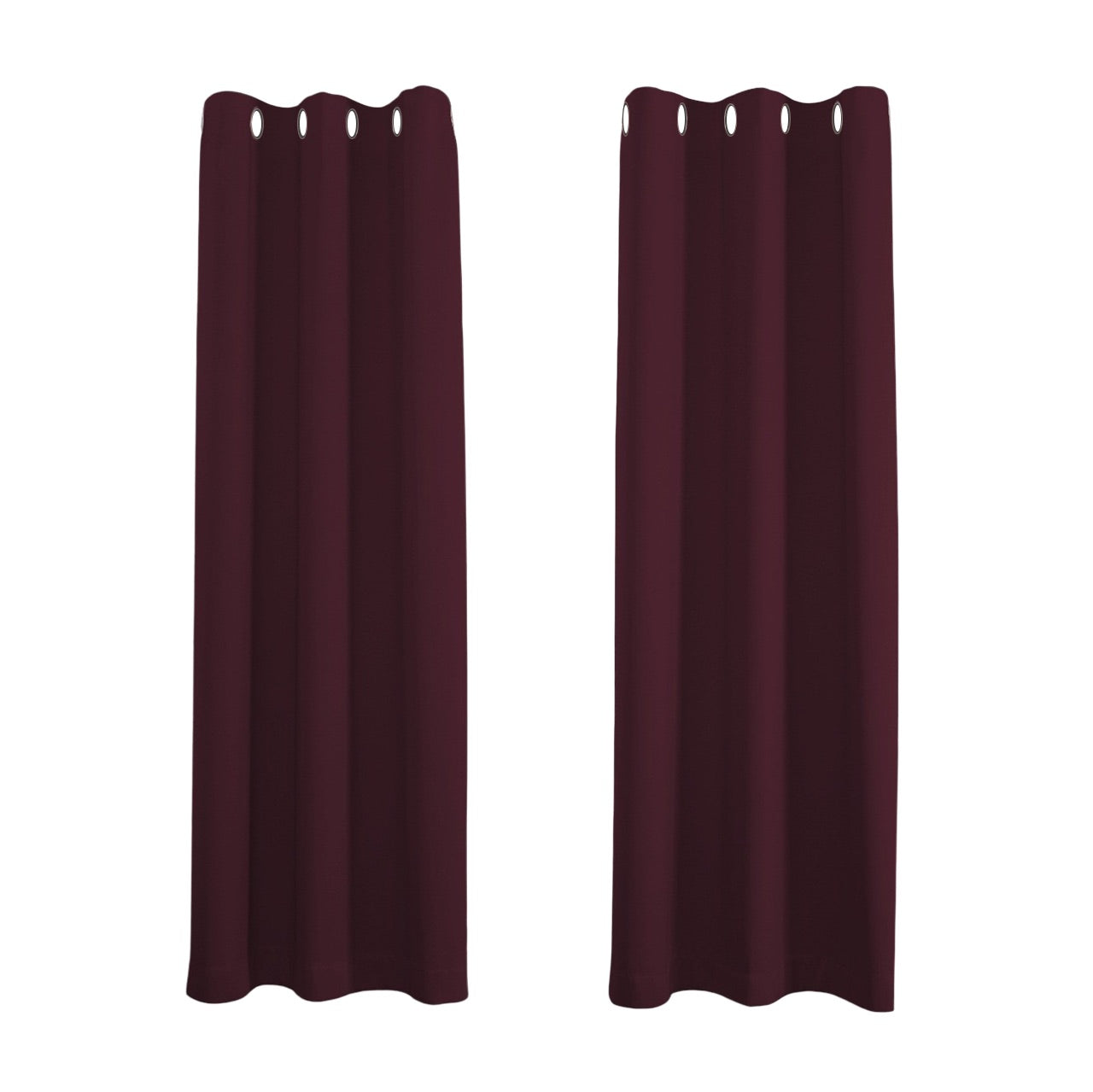 Burgundy Blackout Curtains - Dark Thermal Eyelet - 46 x 54 Inch Drop - 2 Panel Image 1