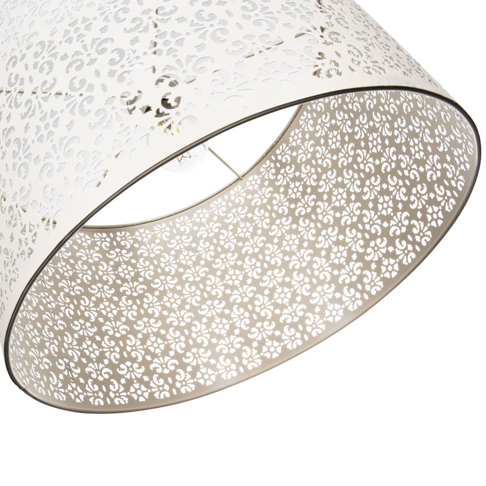 Marrakech Designed Large Cream Metal Pendant Light Shade with Floral Decoration Image 3