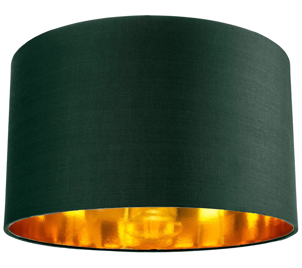 Contemporary Green Cotton 14" Table/Pendant Lamp Shade with Shiny Copper Inner Image 1