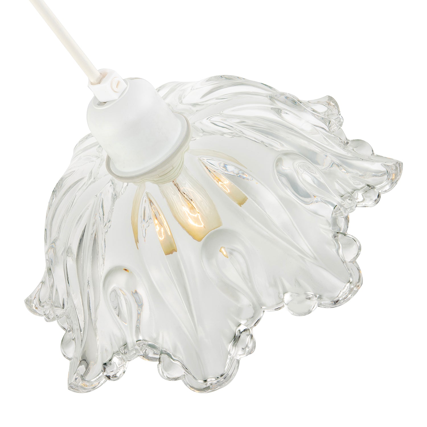 Modern Scallop Rimmed Moulded Clear Glass Pendant Ceiling Light Shade Image 3