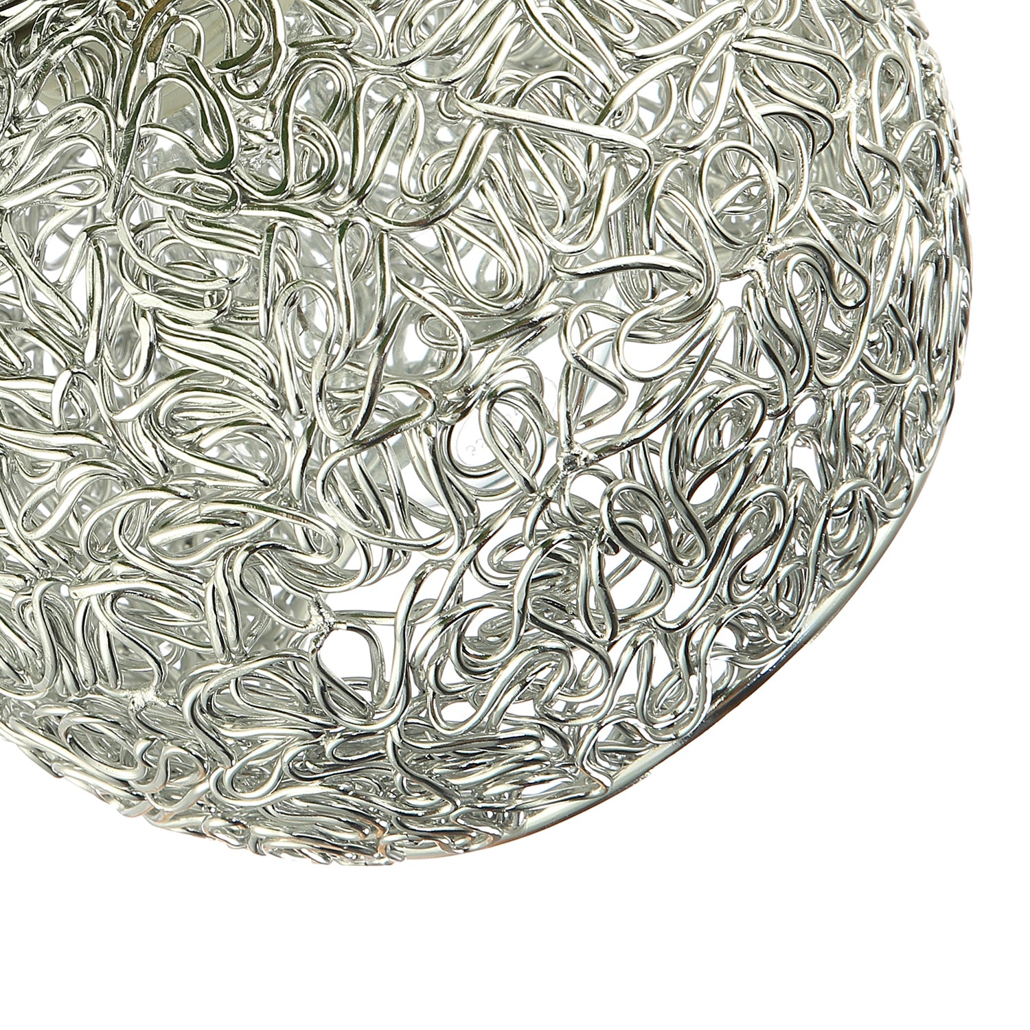 Retro Industrial Style Round Twisted Wire Mesh Metal Lamp Shade in Shiny Silver Image 3