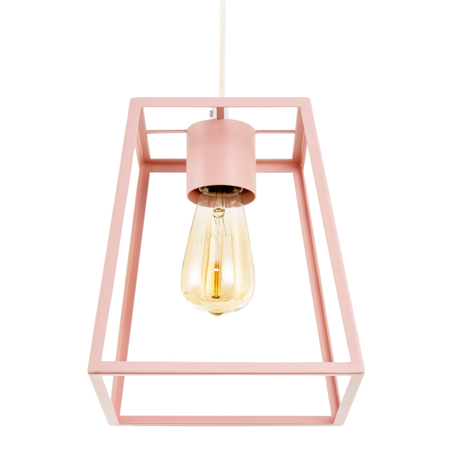 Industrial Lantern Lamp Shade in Matte Pink with Square Top and Bottom Image 5
