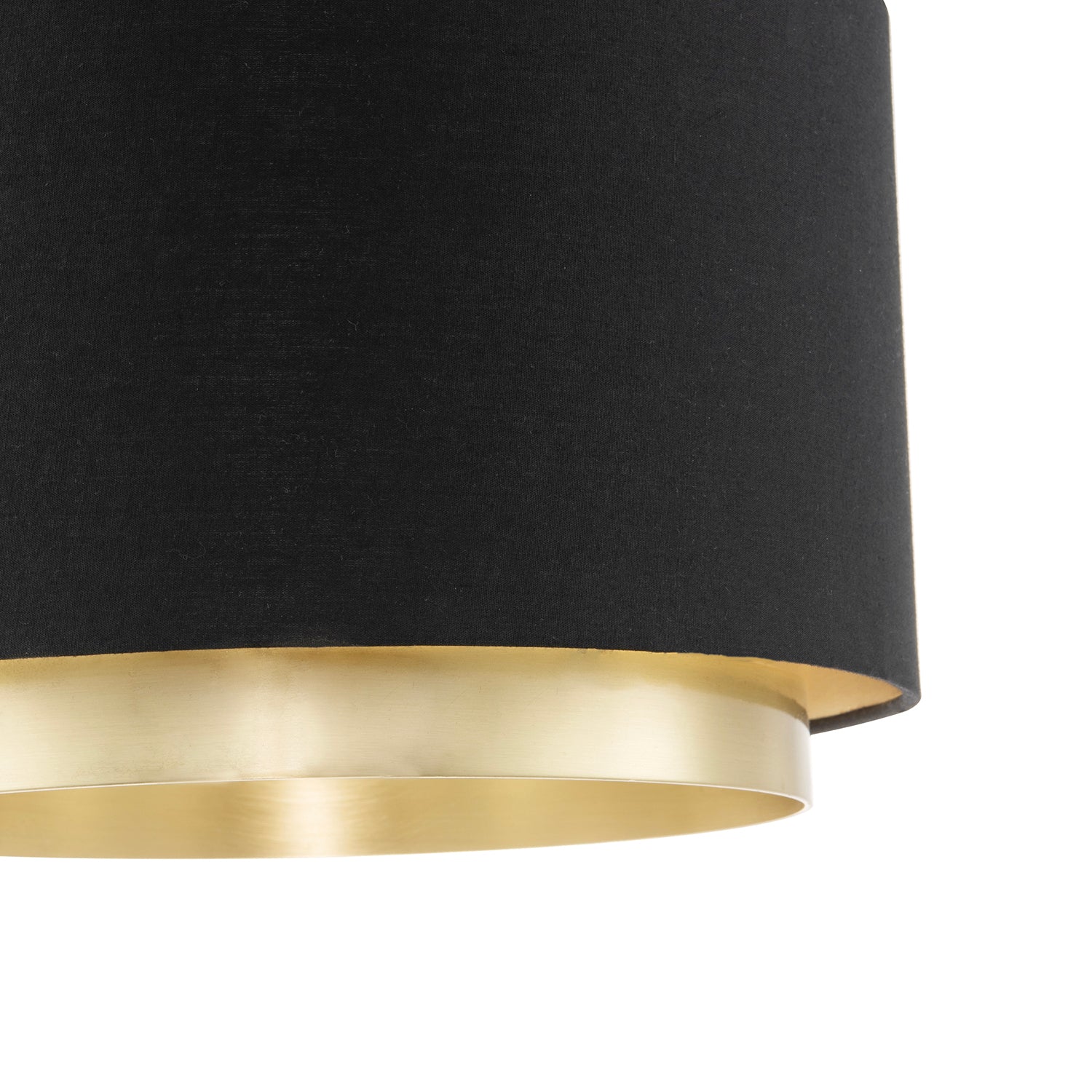 Designer Black Cotton Fabric Lamp Shade with Brushed Gold Metal Ring Image 4