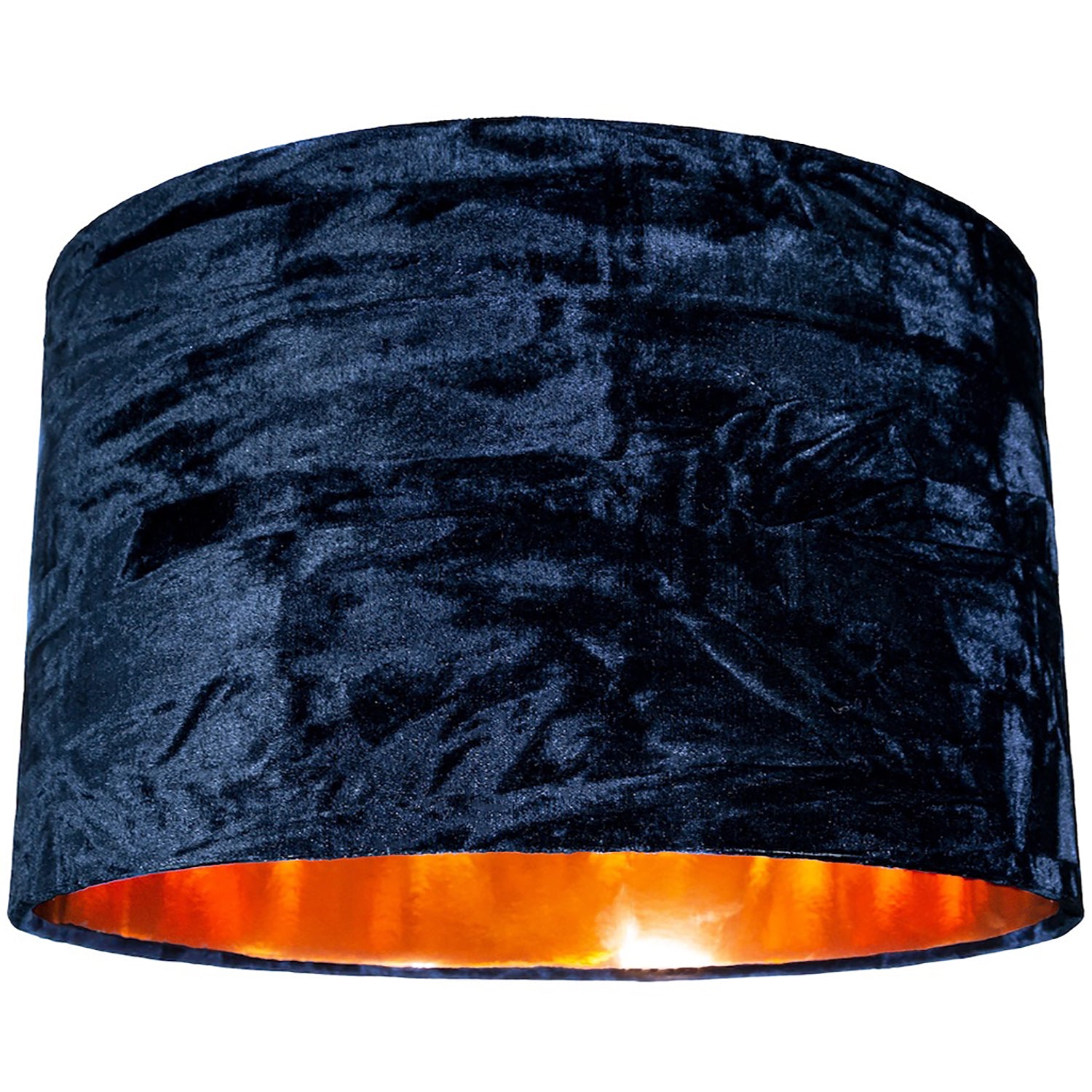 Forest Navy Crushed Velvet 16" Floor/Pendant Lampshade with Shiny Copper Inner Image 1