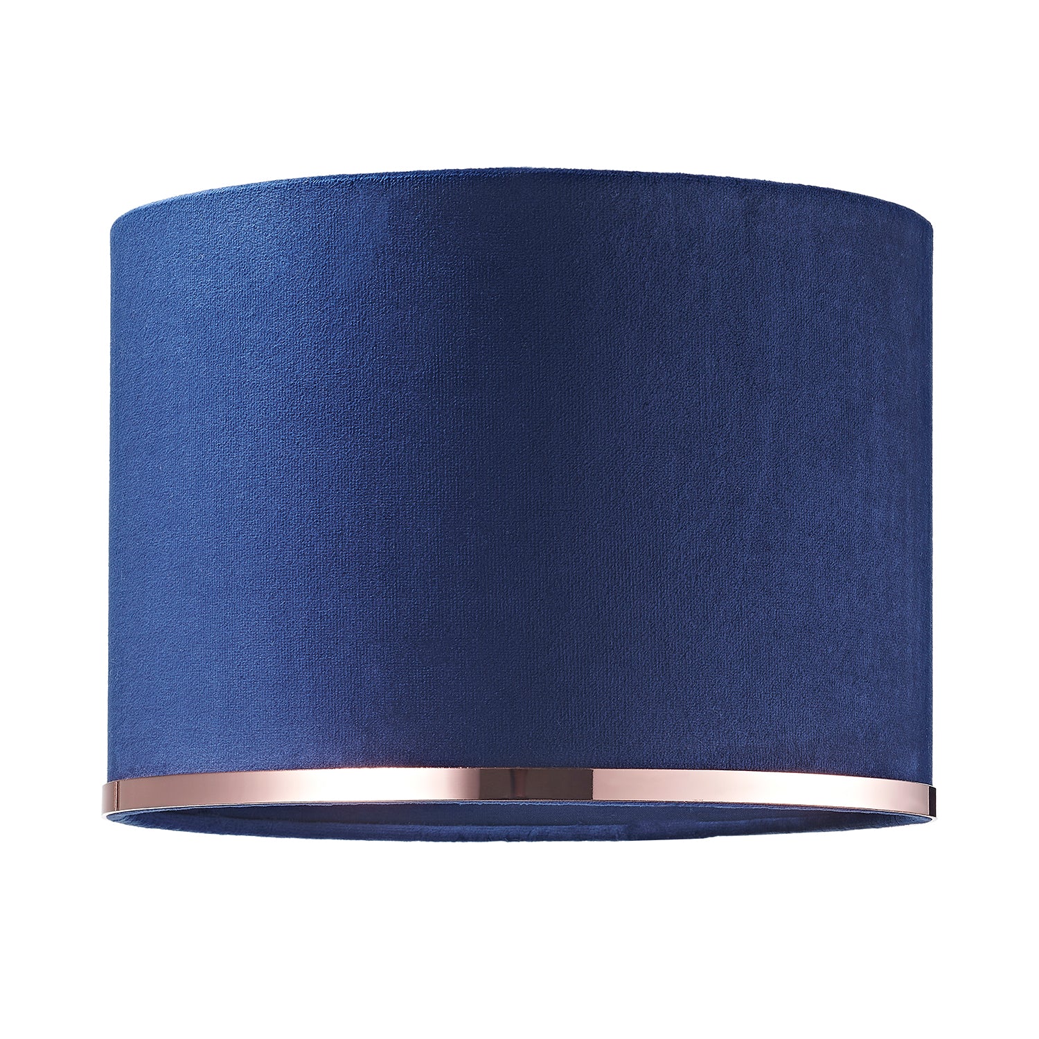 Contemporary Midnight Navy Blue Soft Velvet 10" Lamp Shade with Copper Ring Image 1