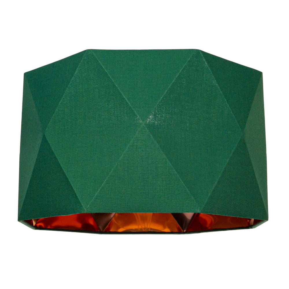 Green Cotton 12" Geometric Shade with Inner Brushed Copper Metal Effect Lining Image 1