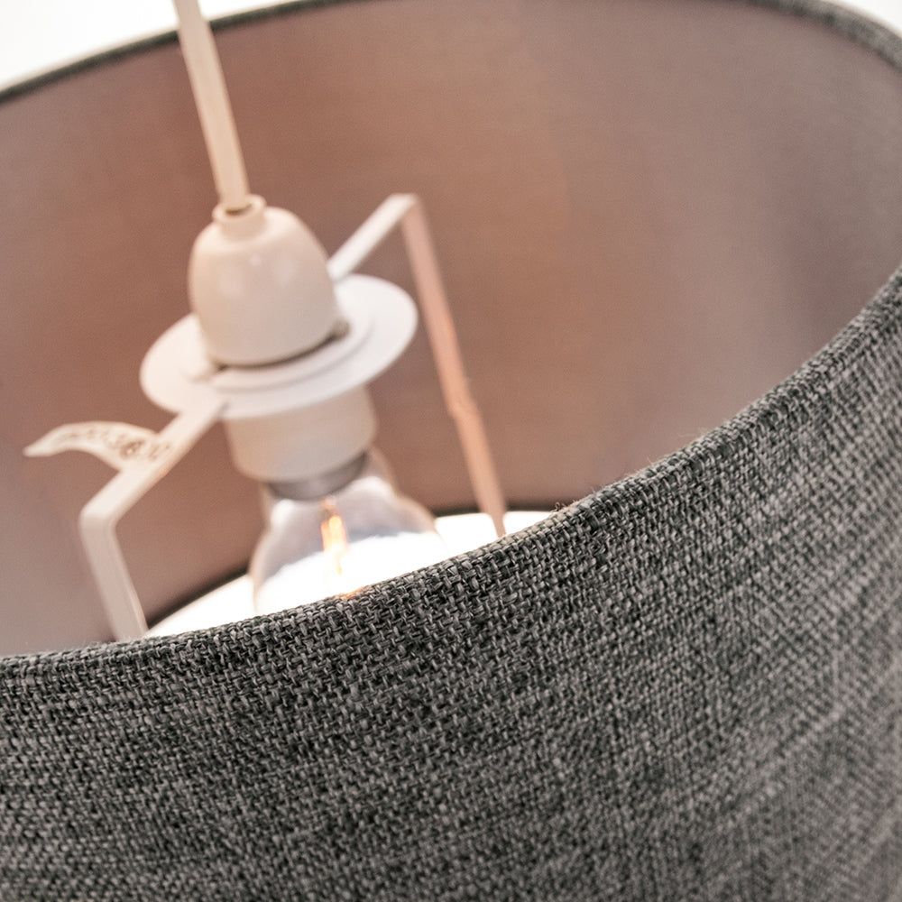 Contemporary and Sleek 12 Inch Grey Linen Fabric Drum Lamp Shade 60w Maximum Image 2