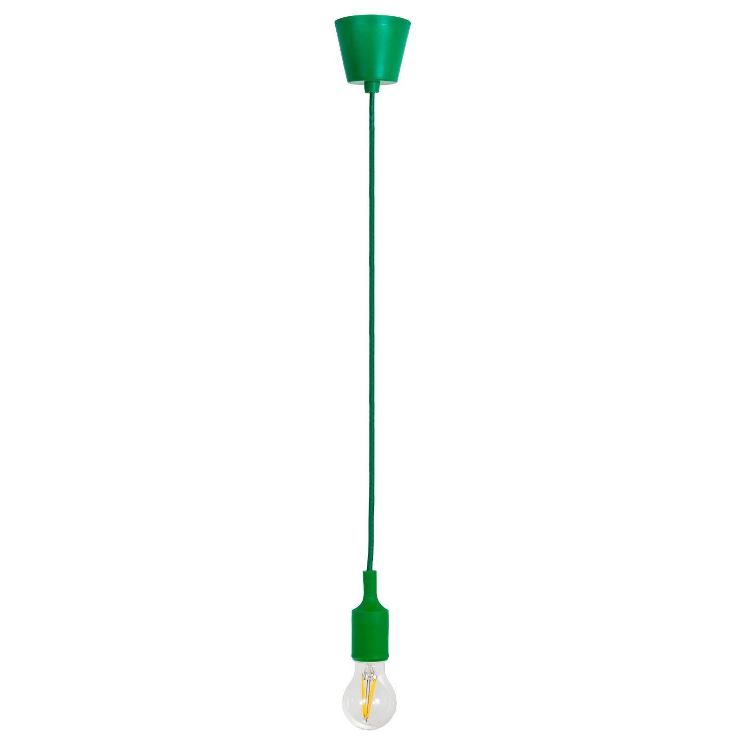 Vintage Designer Green Silicone Pendant Light Fitting with Braided Fabric Cable Image 1