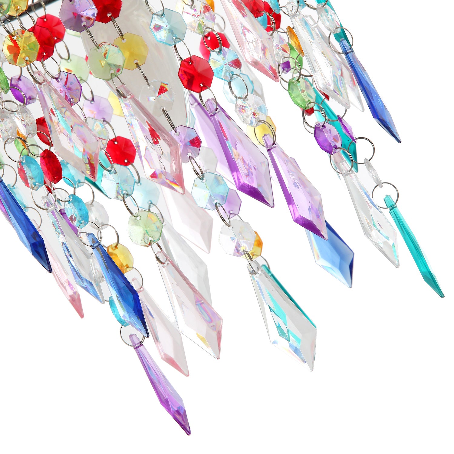 Modern Waterfall Design Pendant Shade with Multi Colour Acrylic Drops and Beads Image 5