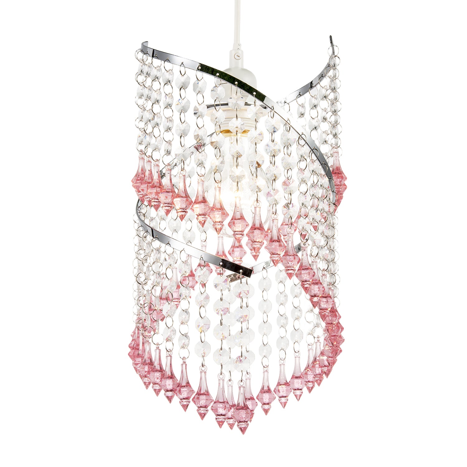 Modern Spiral Waterfall Pendant Shade with Pink and Clear Acrylic Image 5