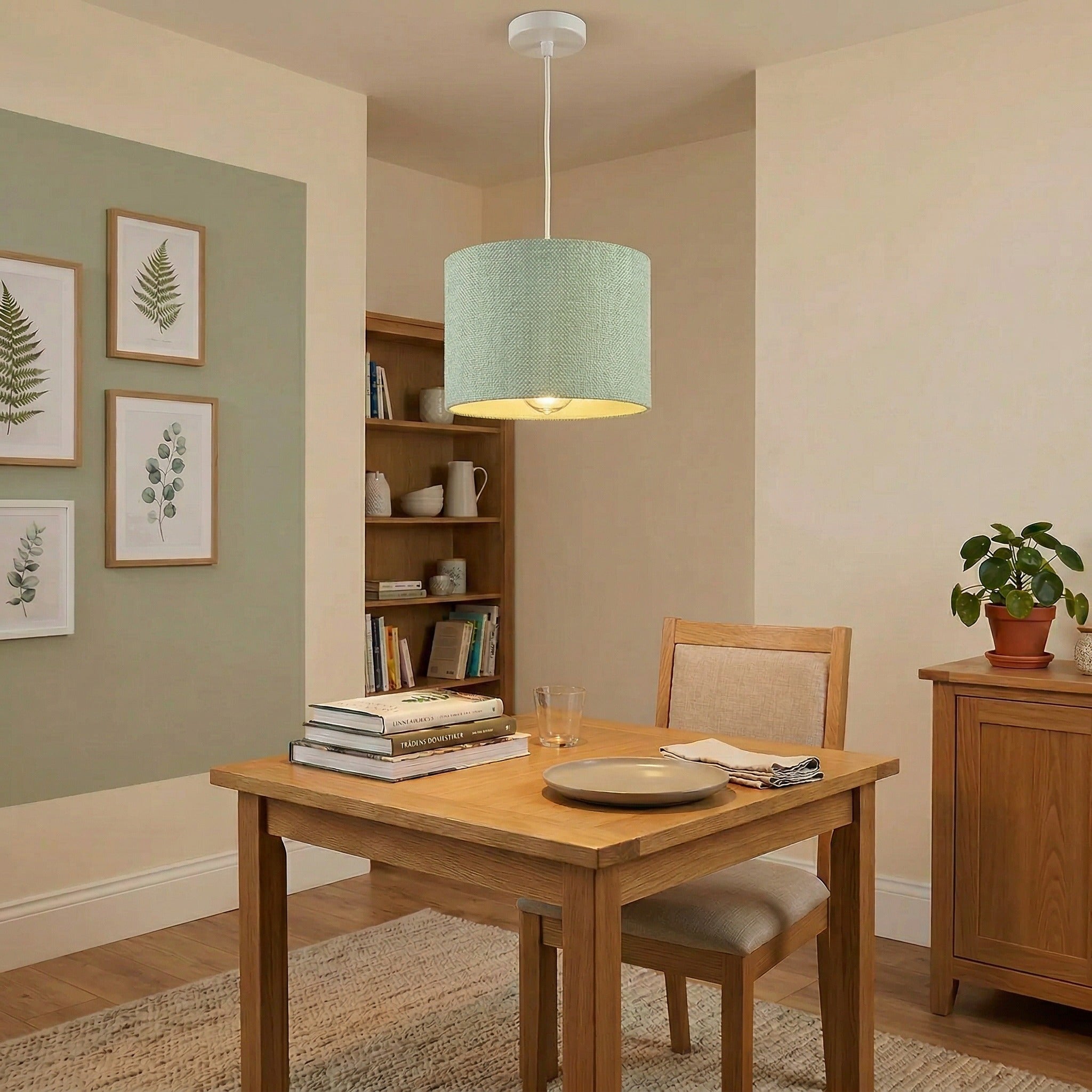 Designer Bobbled and Textured Linen Lamp Shade in Emerald Mint Green Image 7