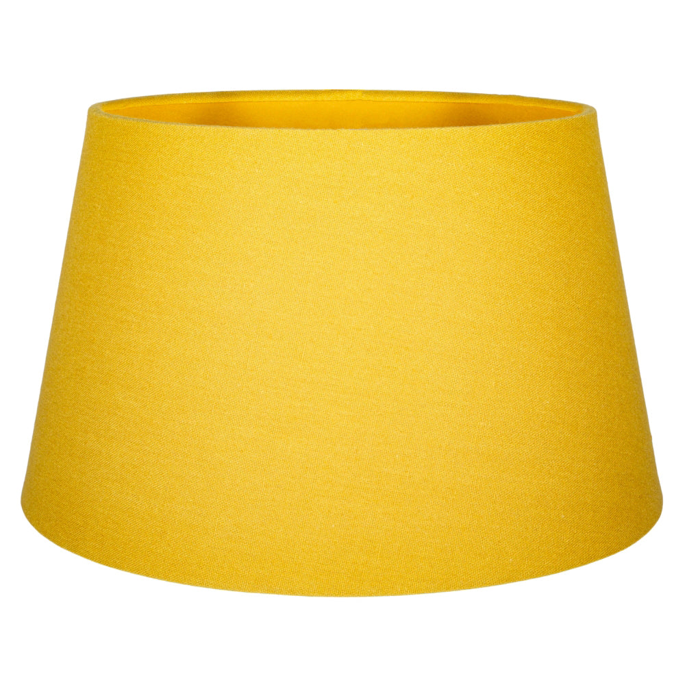 Traditional 30cm Mustard Ochre Linen Fabric Drum Table/Pendant Shade 60w Maximum Image 1