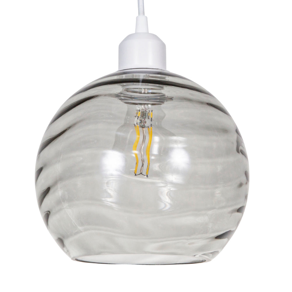 Modern Designer Smoked Circular Ribbed Glass Non Electric Pendant Lamp Shade Image 1