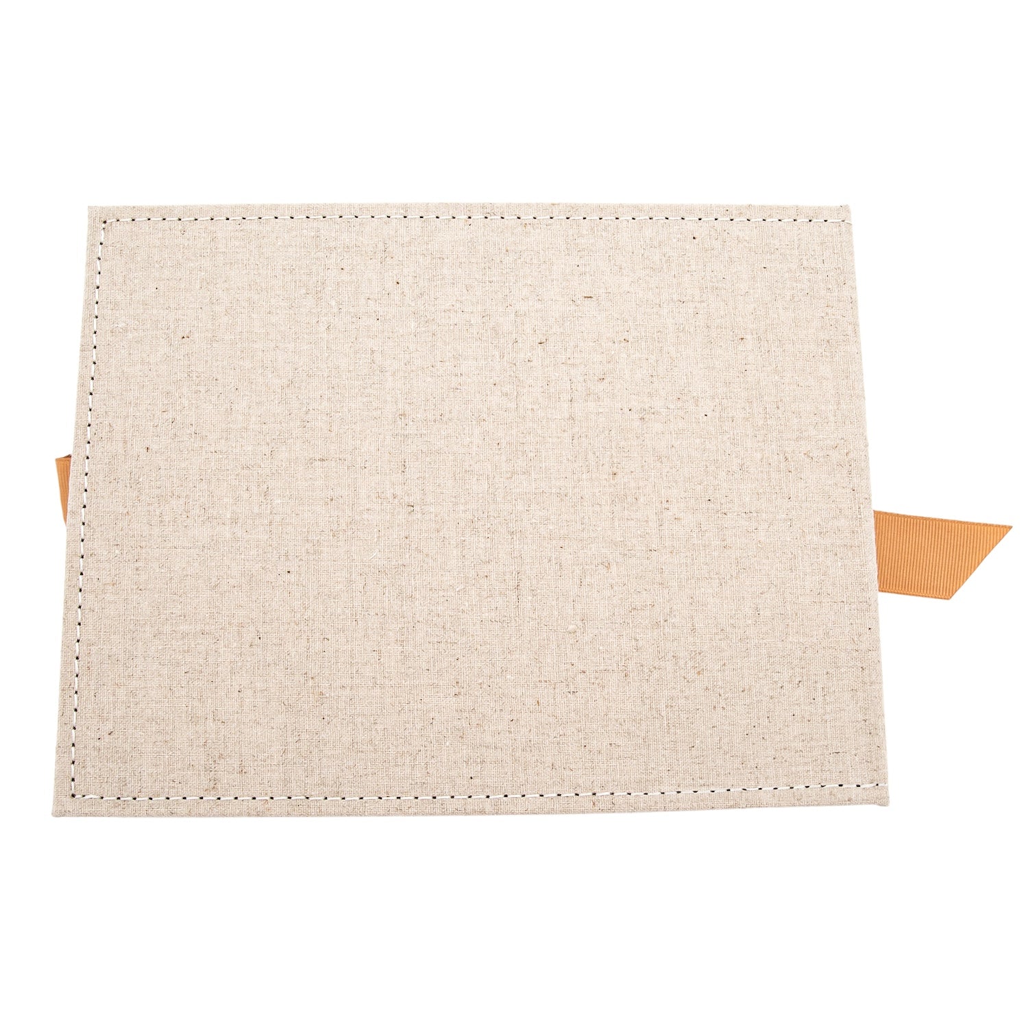 Natural Linen Fabric Wedding Day Guest Book with Shiny Gold Rings Image 8