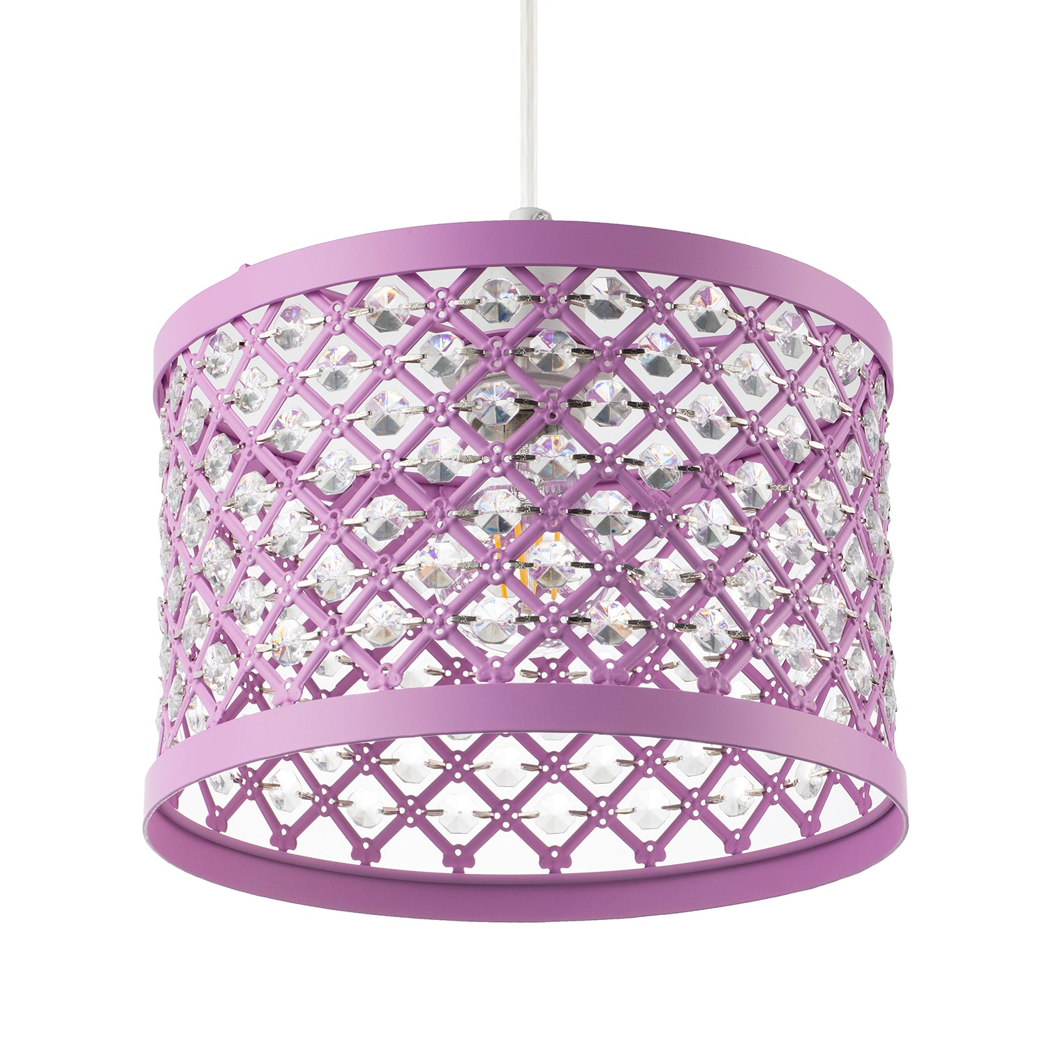 Modern Ornate Lavender Lilac Pendant Shade with Clear Acrylic Beads Image 4