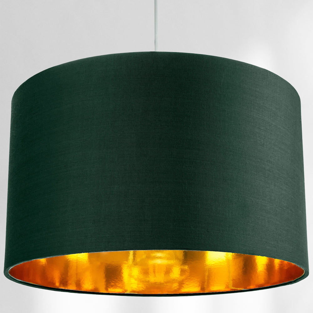 Contemporary Green Cotton 14" Table/Pendant Lamp Shade with Shiny Copper Inner Image 6