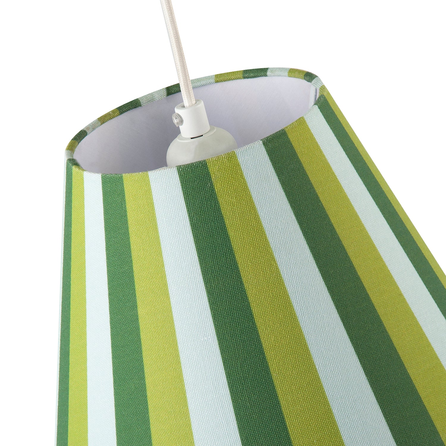 Multi Green Tone Striped Linen Coolie Lamp Shade with Cotton Inner Image 3