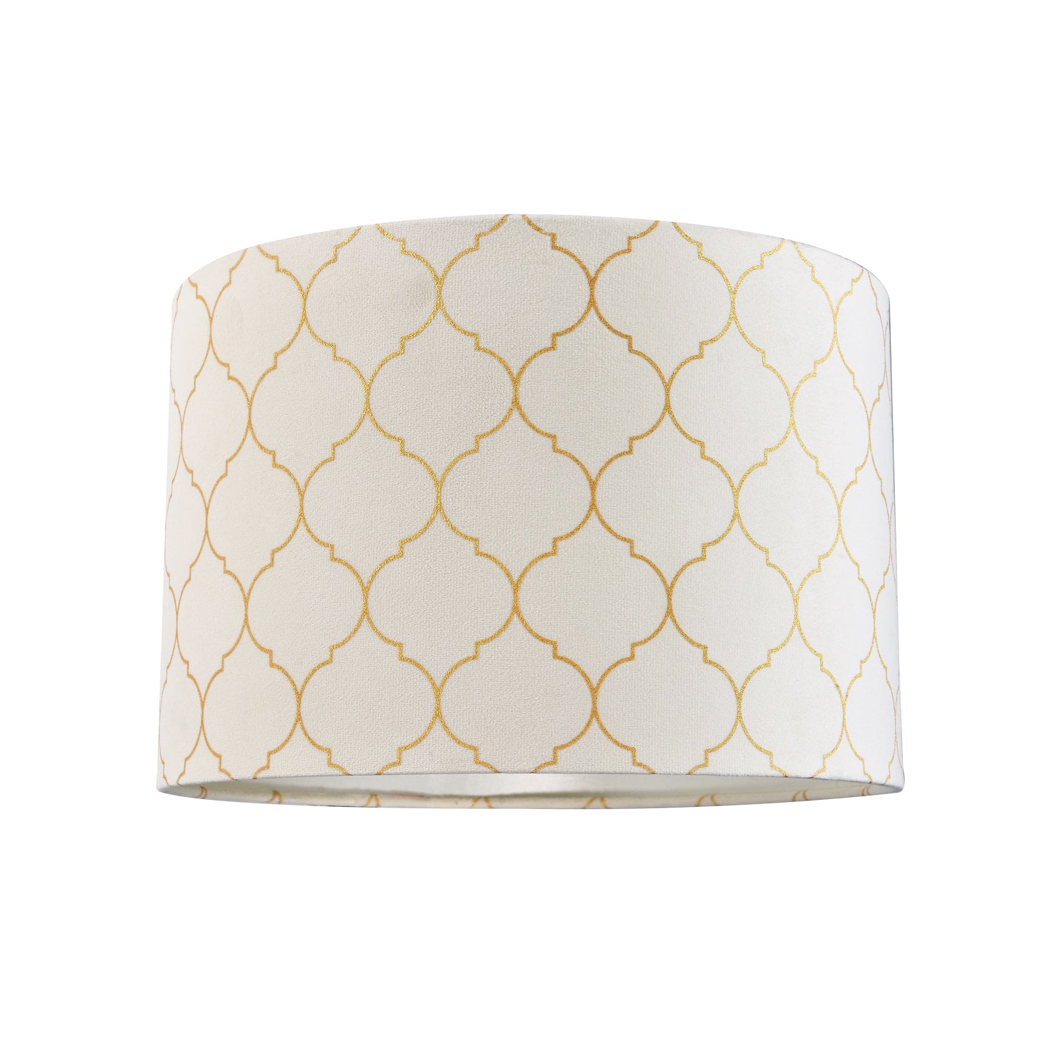 Modern Soft Brushable Light Cream Velvet 25cm Lamp Shade with Gold Foil Decor Image 1