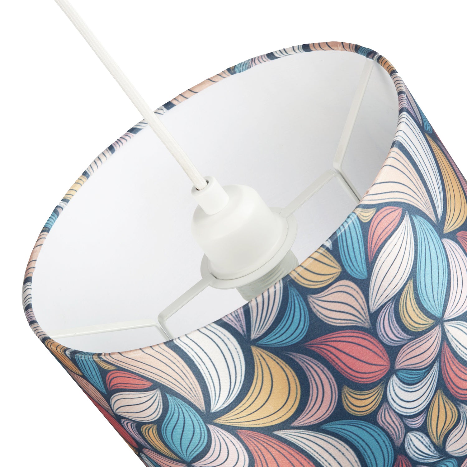 Multi Colour Kaleidoscope Leaf Themed Lamp Shade with Inner White Cotton Lining Image 5