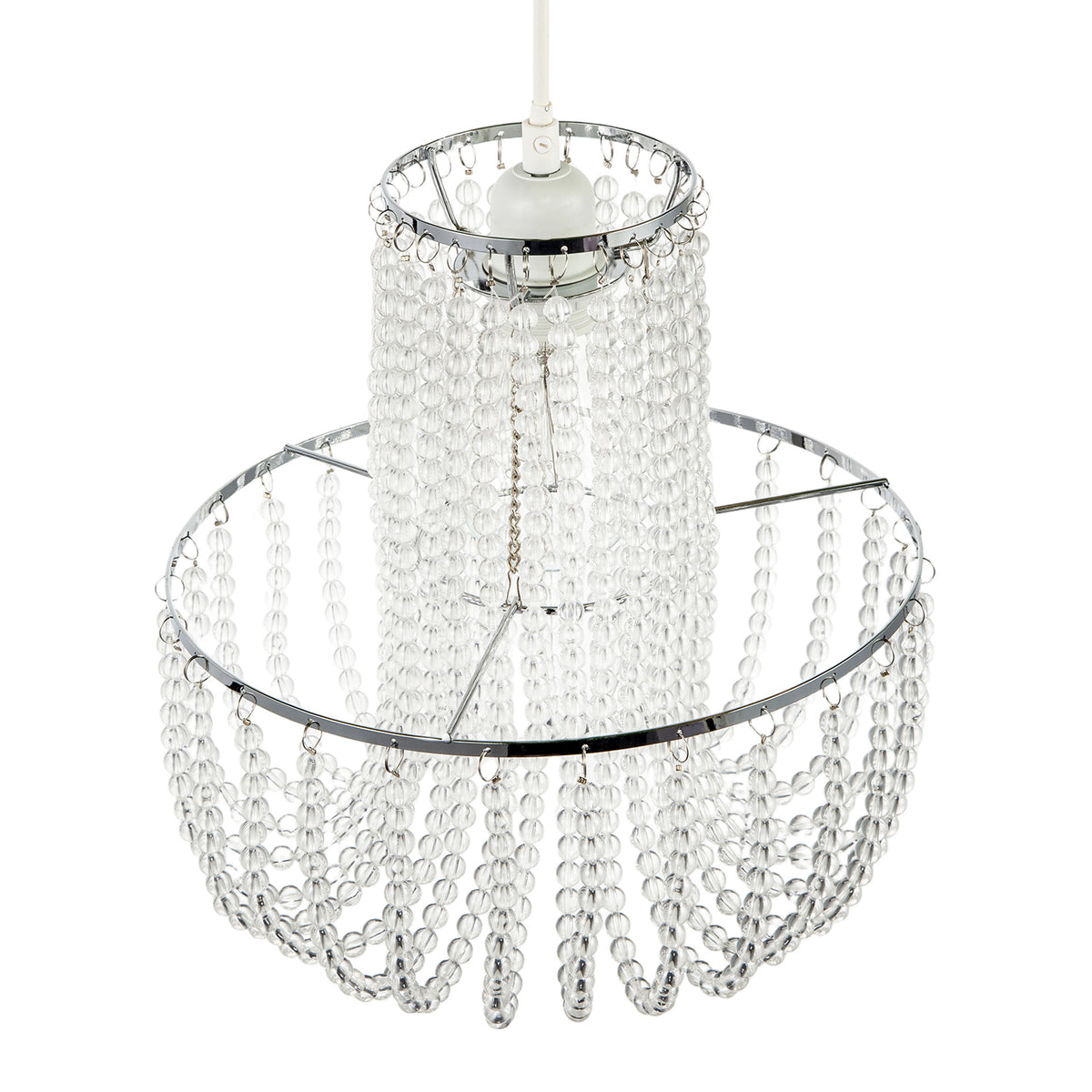 Striking Two Tier Chandelier Style Pendant Shade with Chrome Frame Image 3