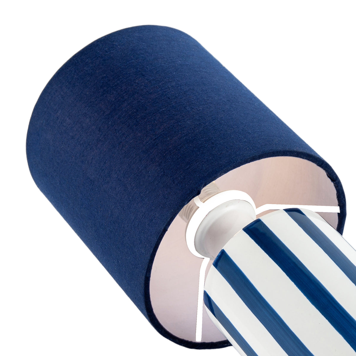 Navy Blue and White Striped Ceramic Coastal Modern Designed Table Lamp Image 5