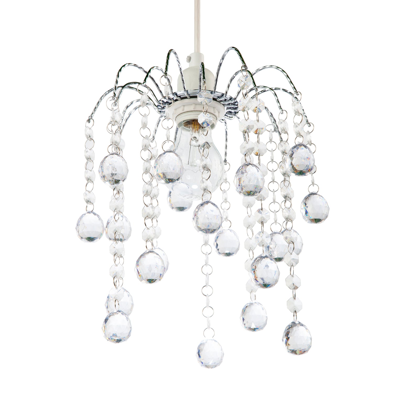 Chic Waterfall Pendant Light Shade with Clear Acrylic Balls and Beads Image 5