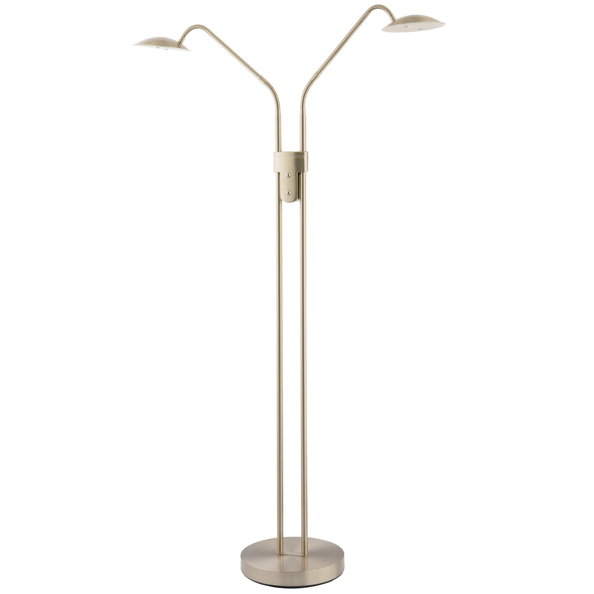 Double Arm Nickel Floor Lamp with Dimmer and Colour Control Warm-Cool White Image 1