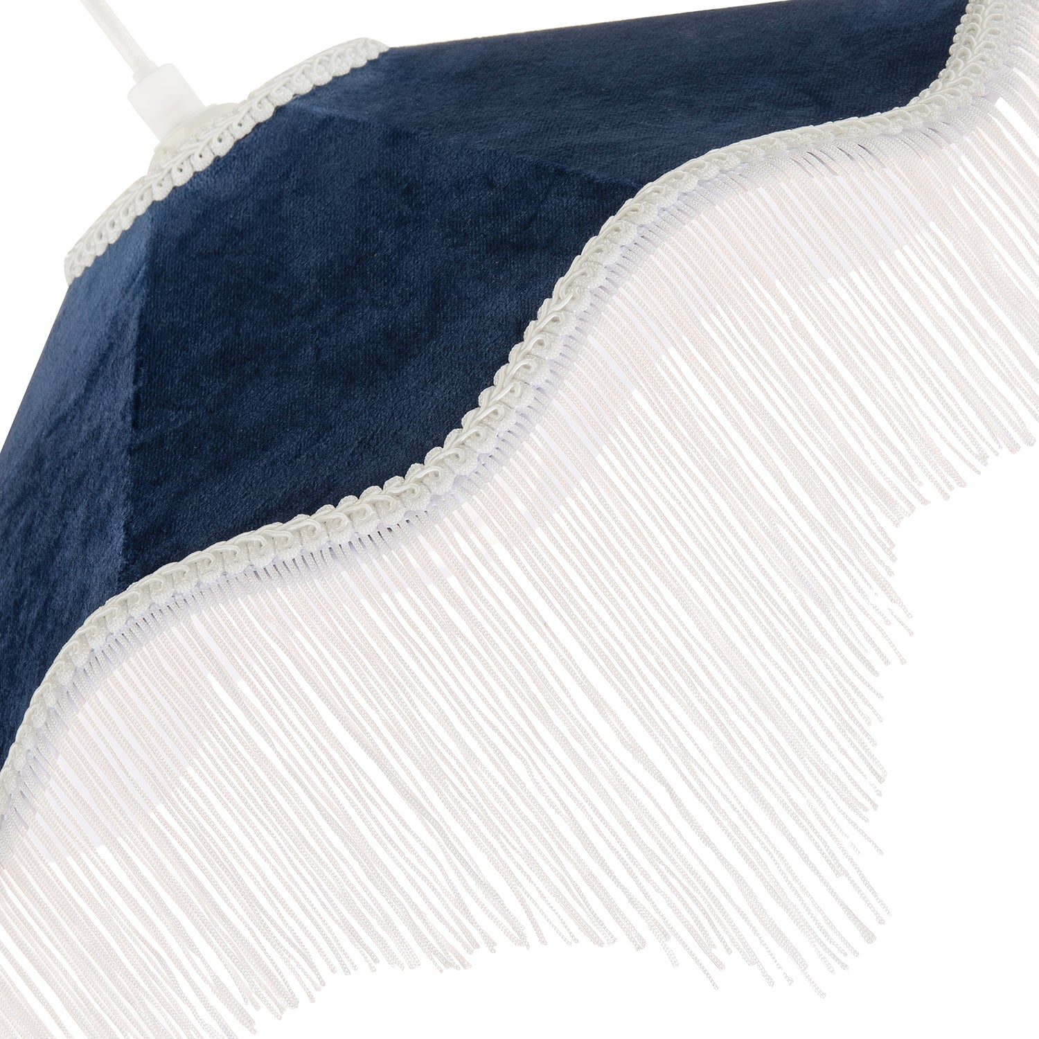 Ornate Victorian Shape Pendant Light Shade in Midnight Blue Velvet Image 3