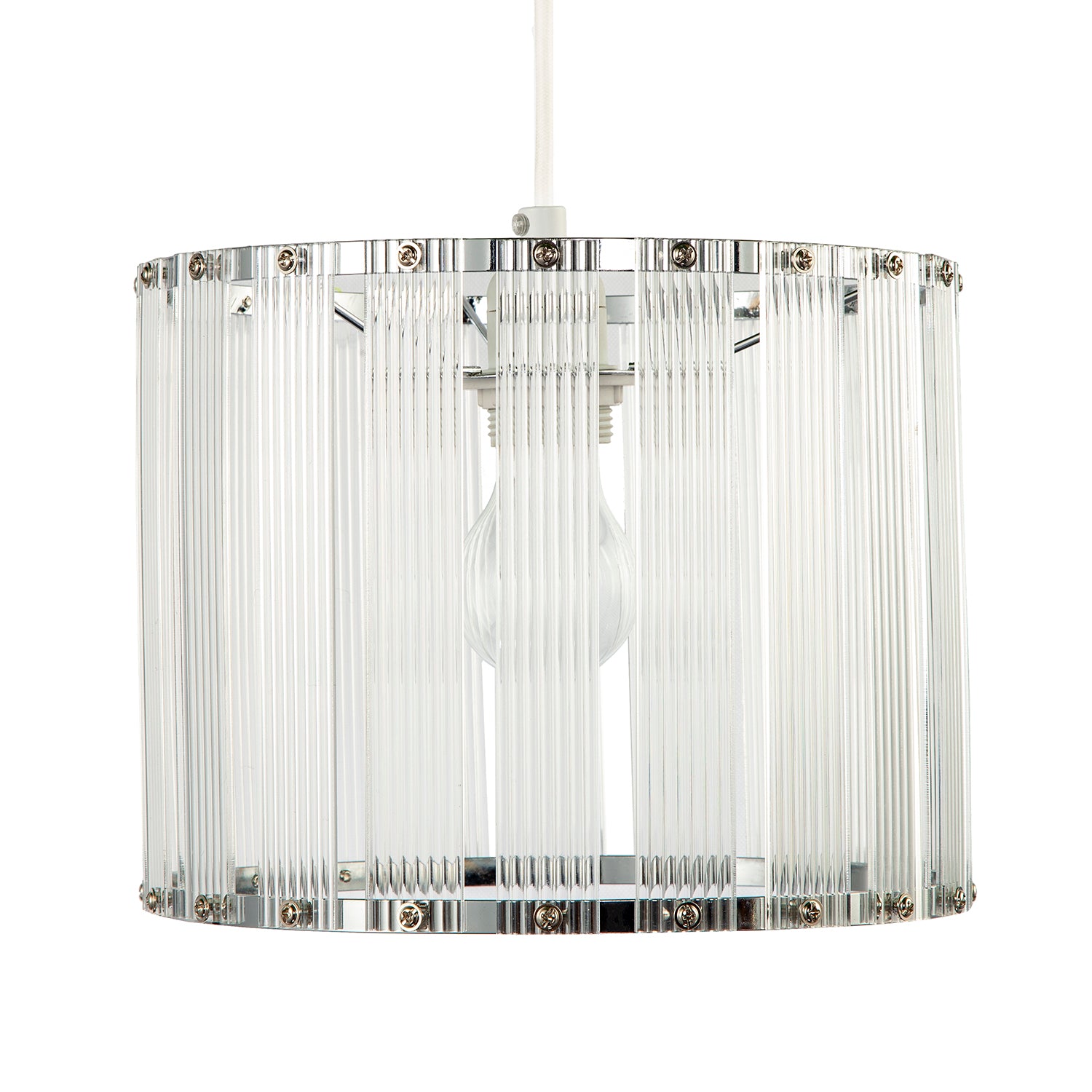 Designer Pendant Light Shade with Rippled Acrylic Transparent Columns Image 3