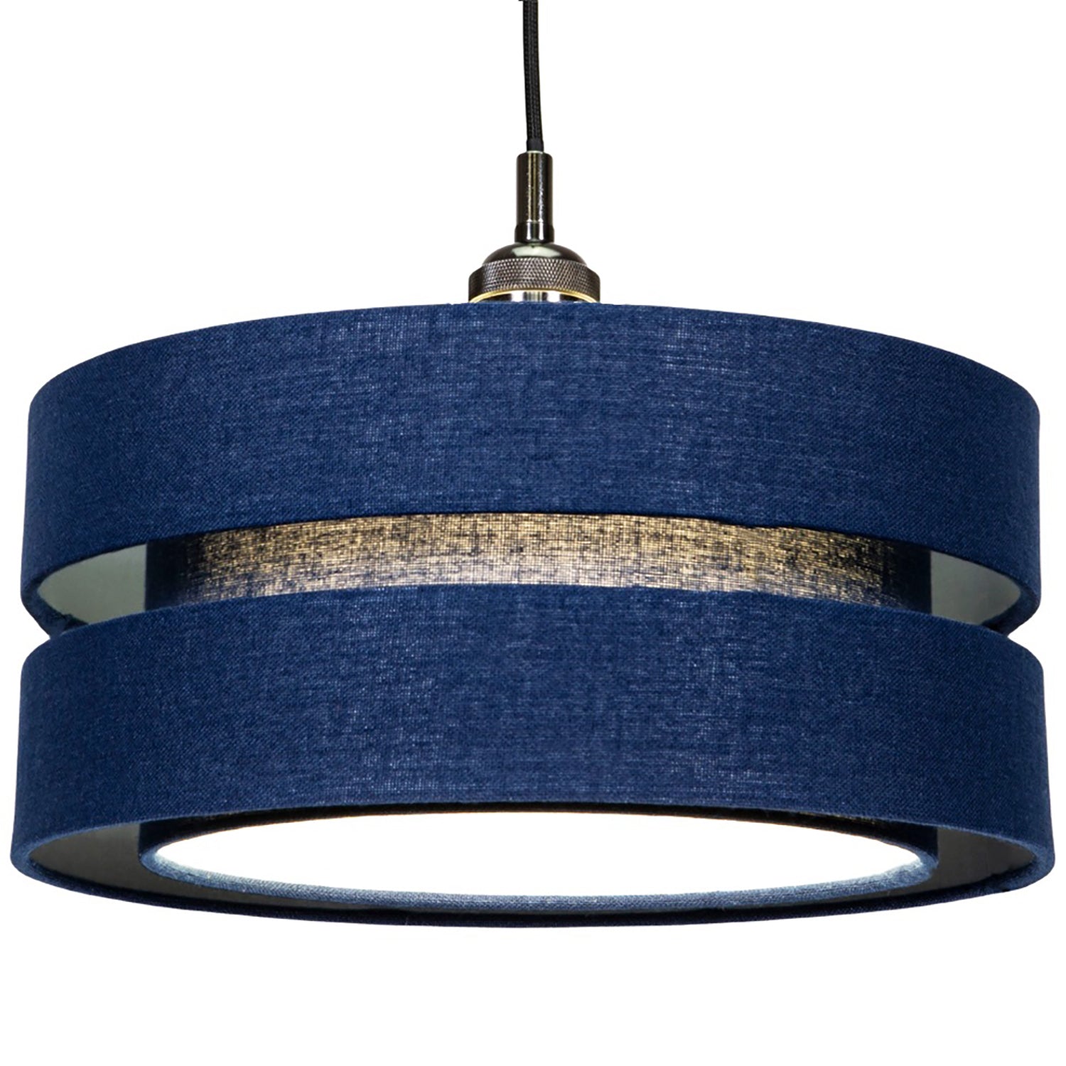 Modern 14" Midnight Blue Linen Fabric Triple Tier Ceiling Pendant Lamp Shade Image 1