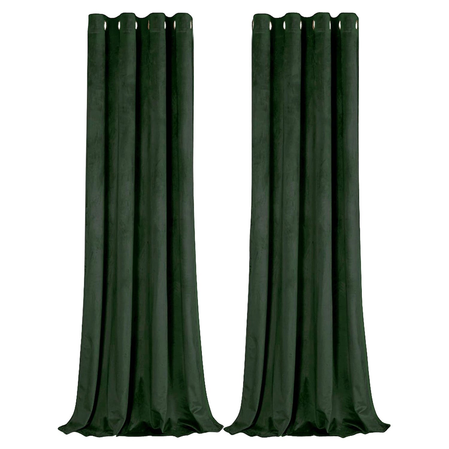 Forest Green Velvet Blackout Eyelet Curtains - 46x54 Inch Drop - Pair Image 1