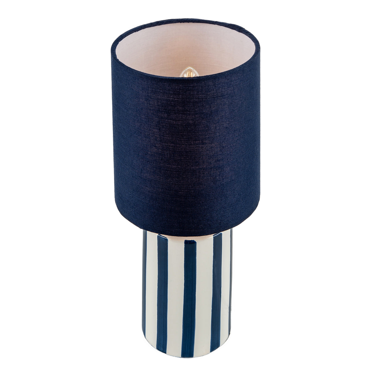 Navy Blue and White Striped Ceramic Coastal Modern Designed Table Lamp Image 8