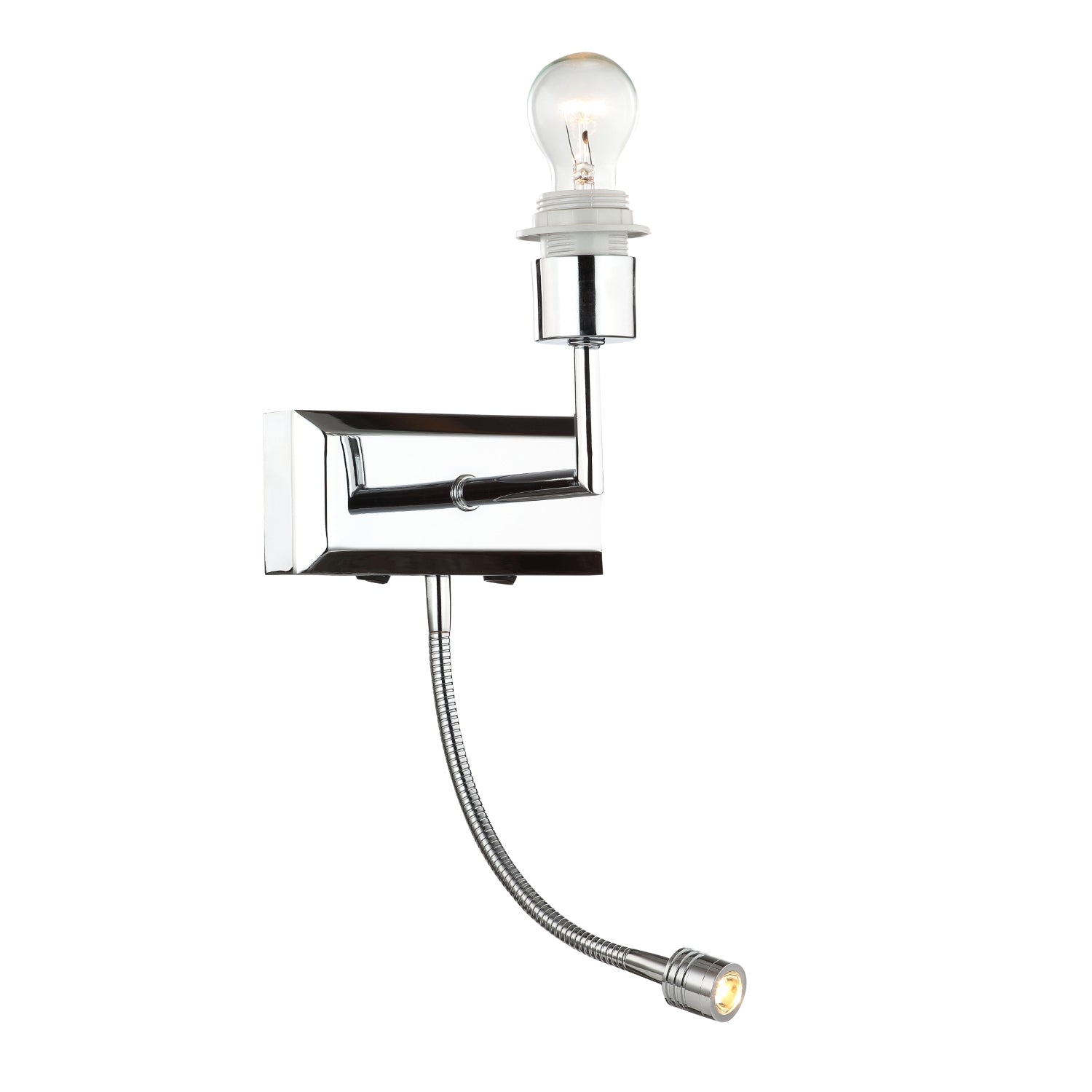 Modern Chrome Silver Wall Lamp with Double Light - Adjustable LED and Standard Image 2