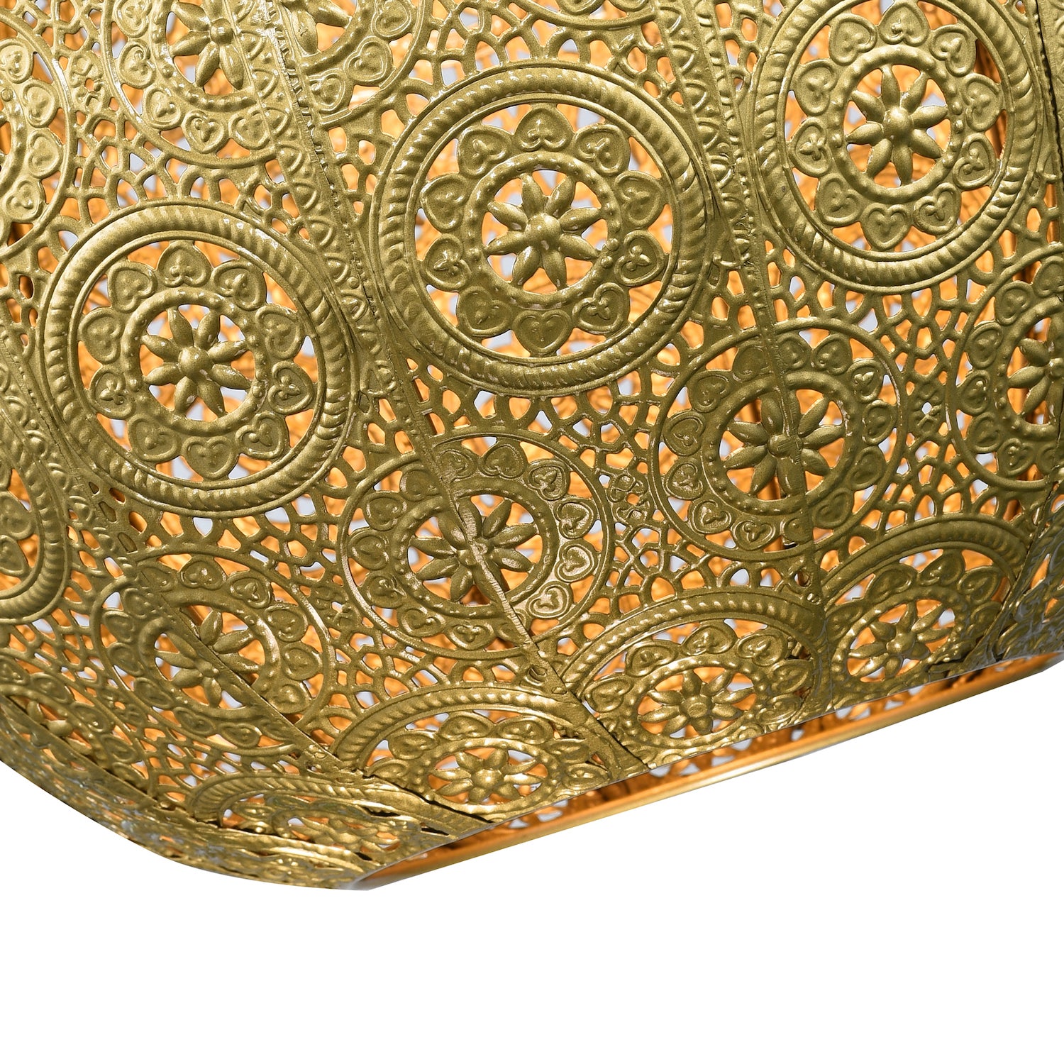 30cm Spherical Moroccan Pendant Lamp Shade in Satin Gold Metal - Vintage Design Image 2