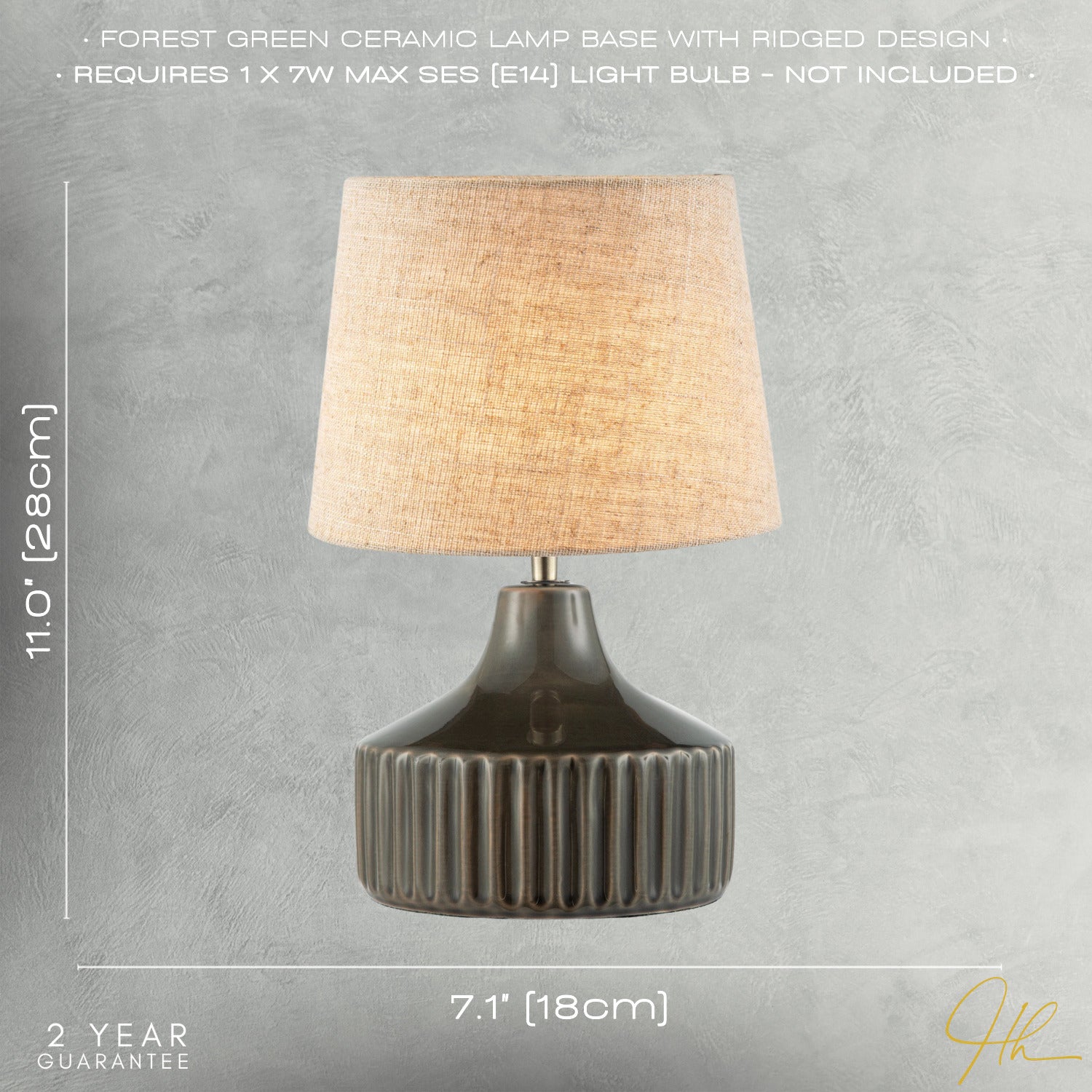 Deep Forest Green Ceramic Gloss Lamp Base with Brass Lamp Holder Image 7