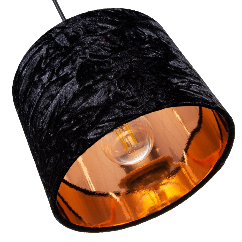 Modern Black Crushed Velvet 8" Table/Pendant Lampshade with Shiny Copper Inner Image 4