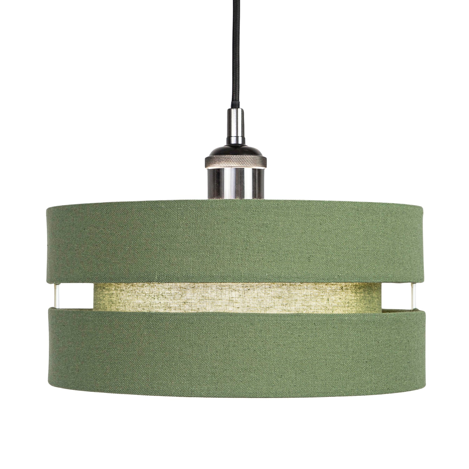 Contemporary Olive Green Linen Fabric Triple Tier Ceiling Pendant Light Shade Image 2