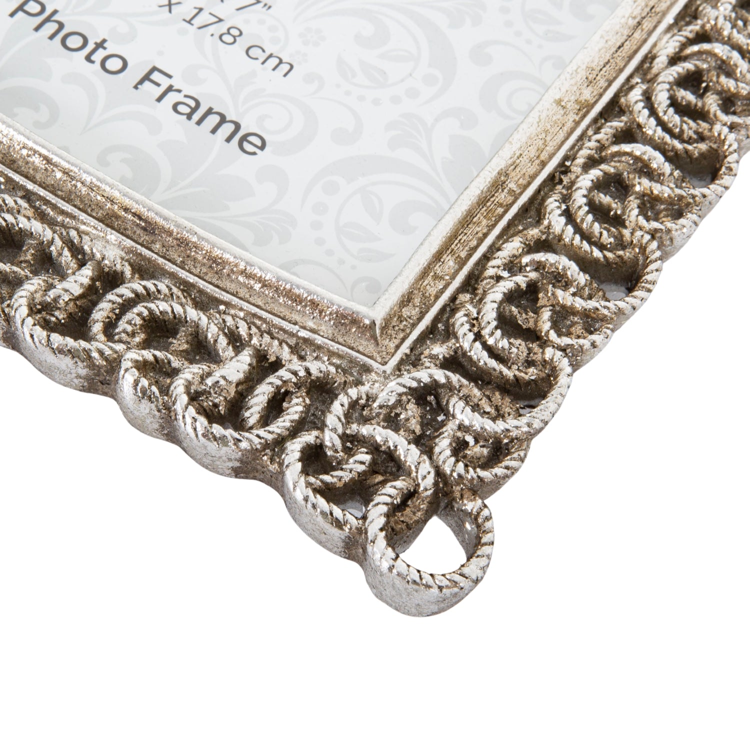 Ornate Traditional Aged Rustic Silver 5x7 Picture Frame with Spiral Loops Decor Image 4