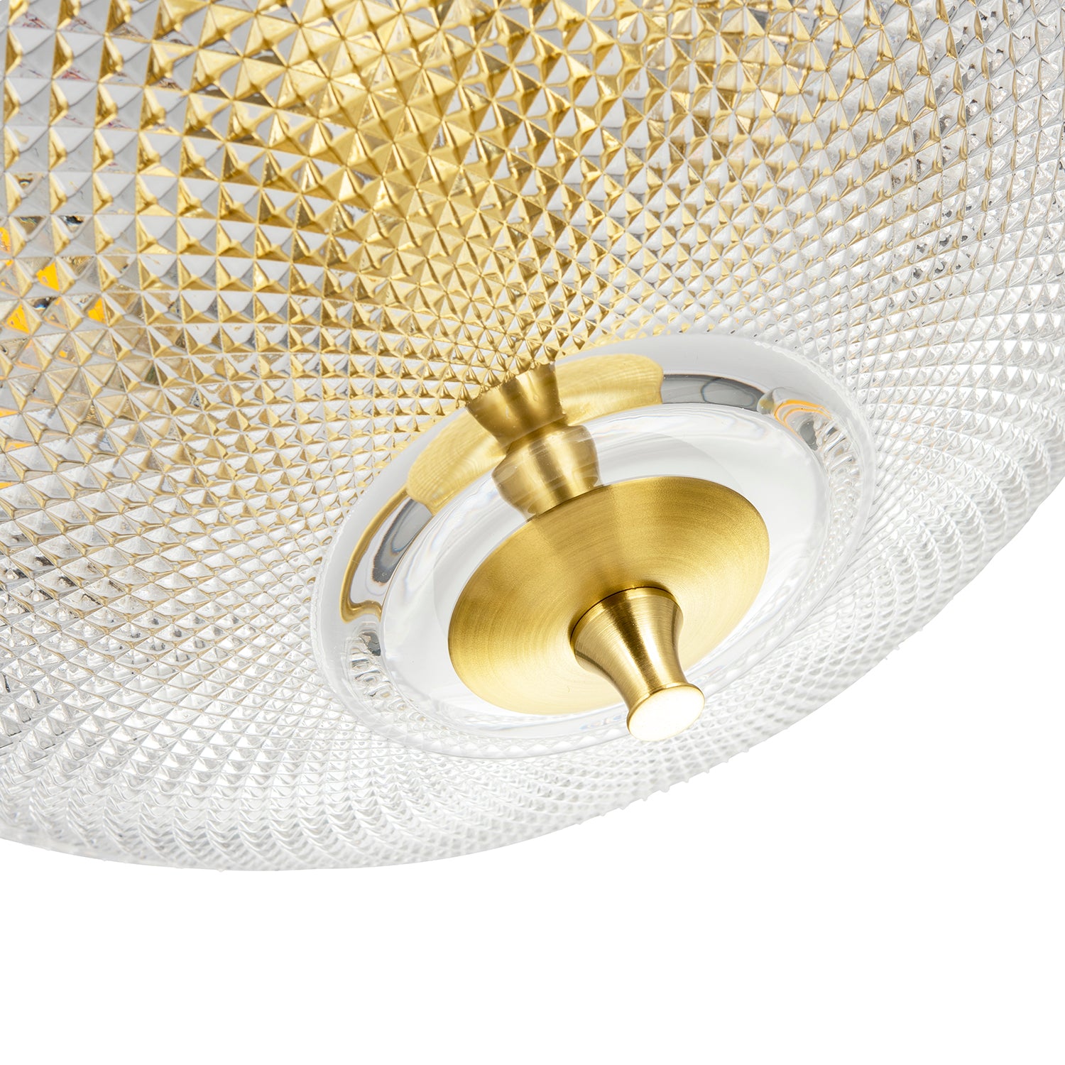 Traditional Antique Brass Ceiling Light with Clear Textured Glass Image 5