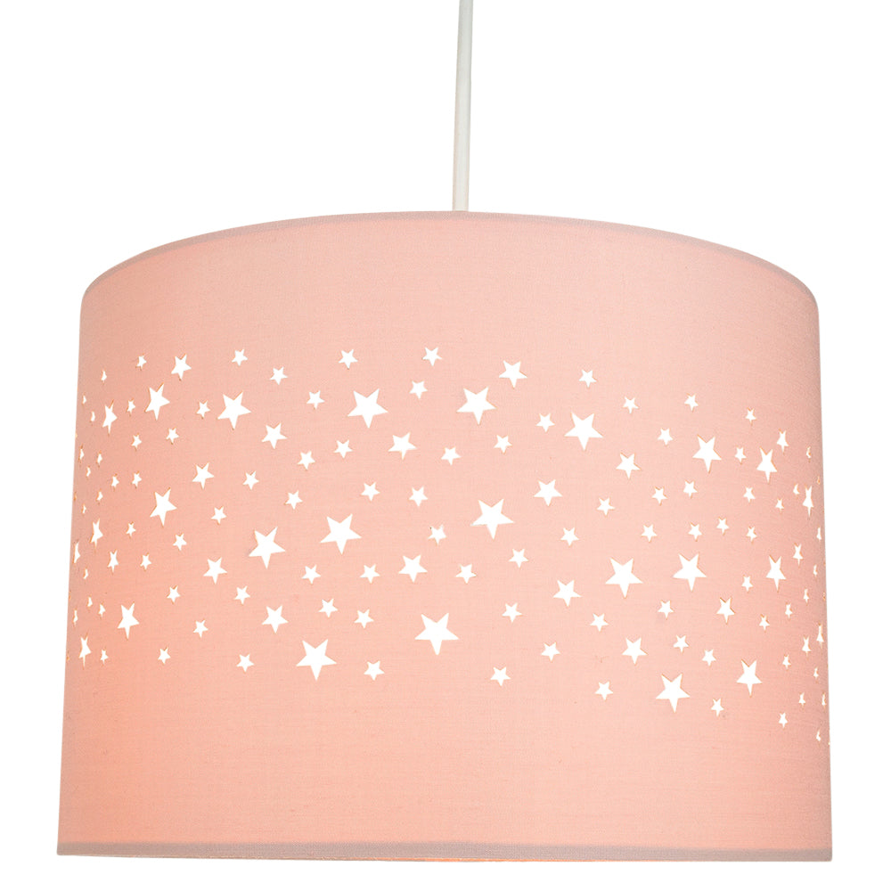 Stars Decorated Children/Kids Soft Pink Cotton Bedroom Pendant or Lamp Shade Image 1