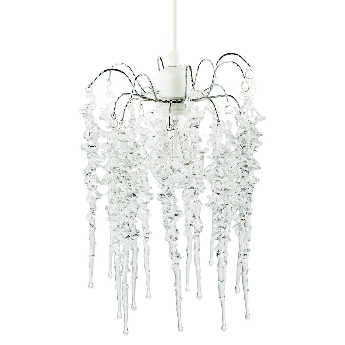 Waterfall Style Pendant Light Shade with Cascading Clear Icicle Drops Image 5