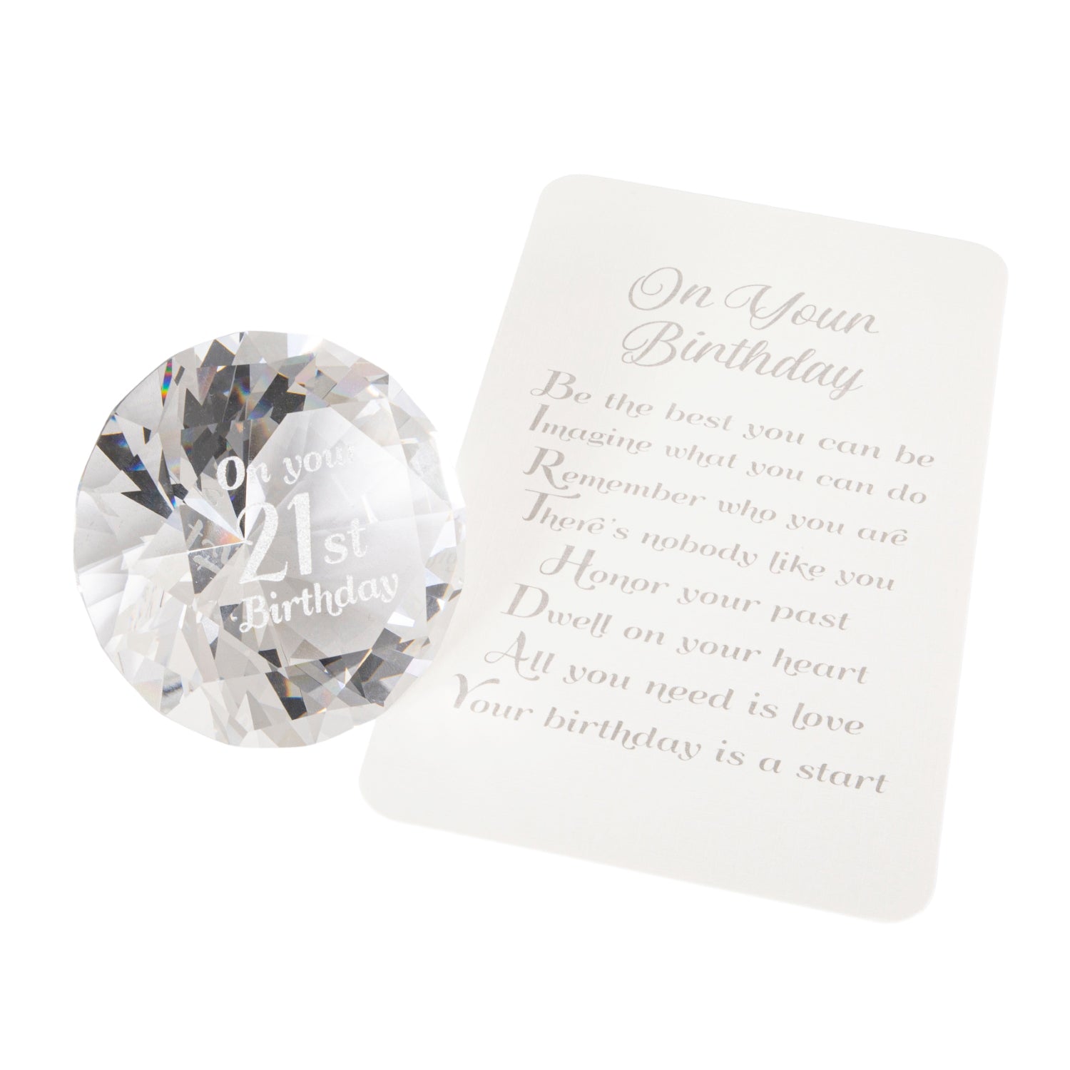 Modern Transparent K9 Crystal Glass 21st Birthday Sentiment Ornament Gift Set Image 2